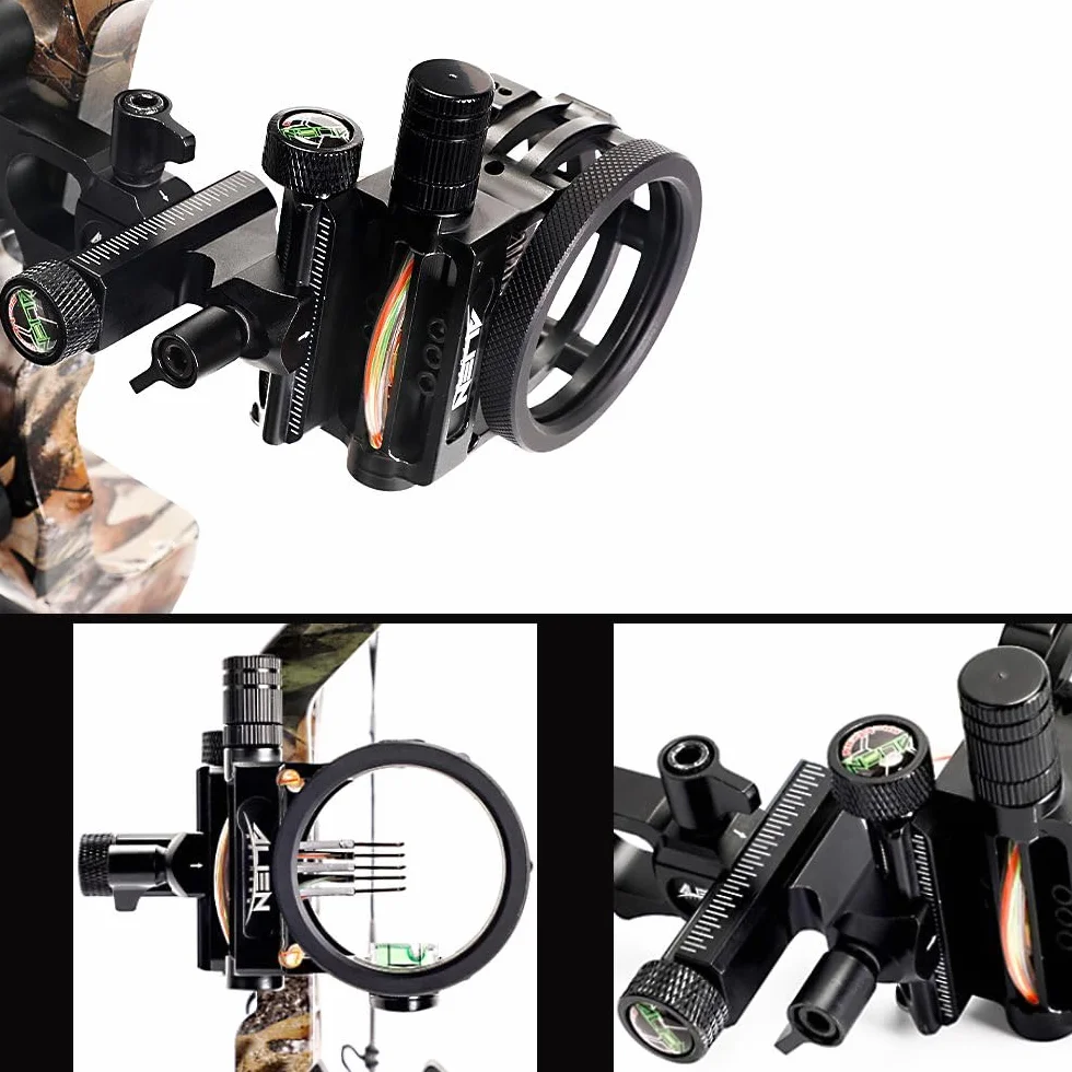 Mirino per arco compound 5 Pin in alluminio con luce Accessorio caccia