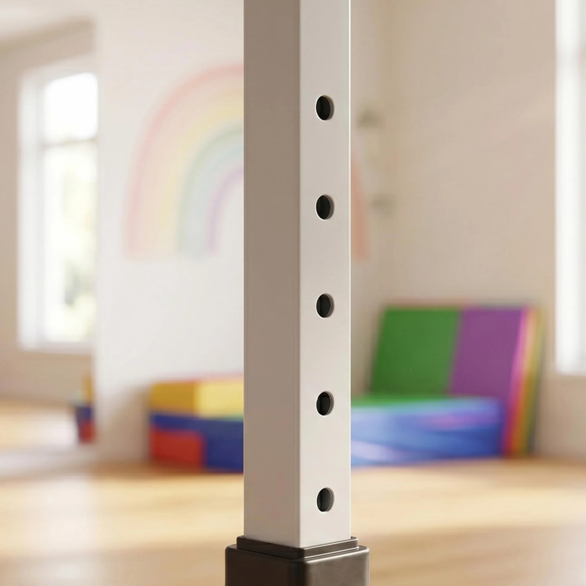 HOMCOM Barra da Ginnastica Artistica per Bambini 3+ Anni Altezza Regolabile 92-150 cm Acciaio Legno Massello Faggio Sbarra Orizzontale Danza Attrezzatura Palestra Antiscivolo