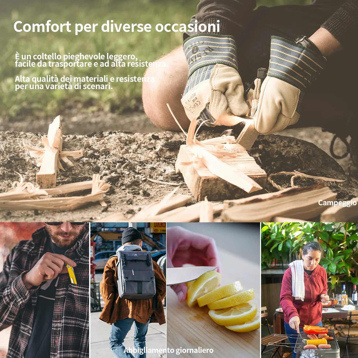 HARNDS Wind Coltello Pieghevole Tascabile Lama in Acciaio Sandvik con Manico G10, Coltello Serramanico Integrato Cuscinetto a Sfere per Caccia, Campeggio, Sopravvivenza(Giallo)