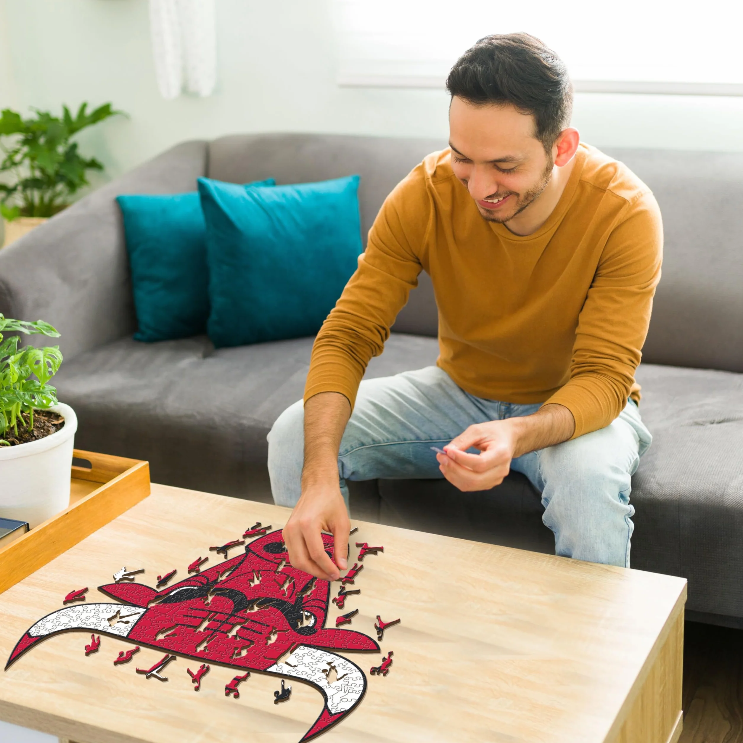 Iconic Puzzles Chicago Bulls Logo Puzzle Legno Ufficiale NBA 150 Pezzi Sostenibile