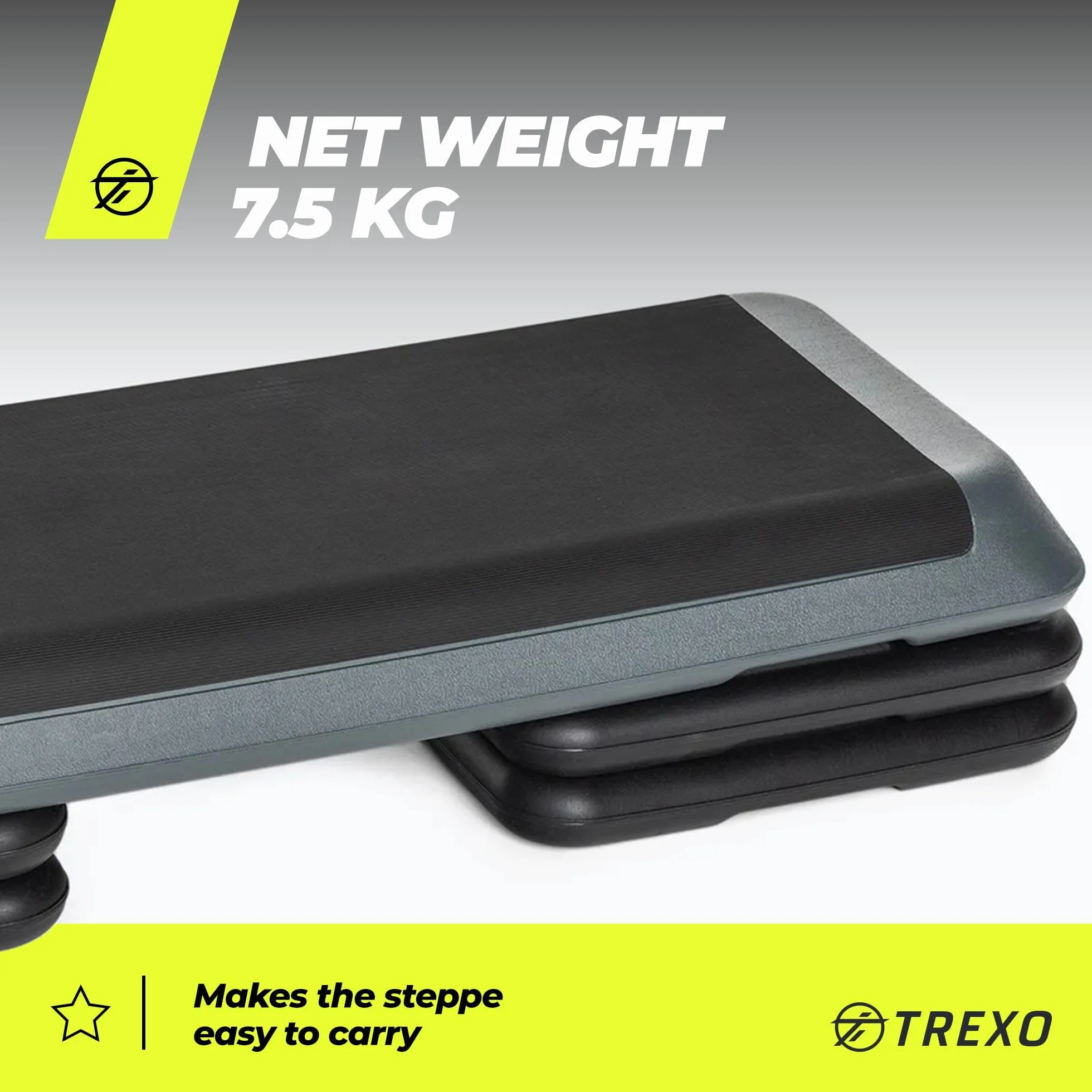 TREXO Stepper Fitness Cardio Altezza Regolabile 10-20 cm Pianale 109x41 cm TRX-AS02