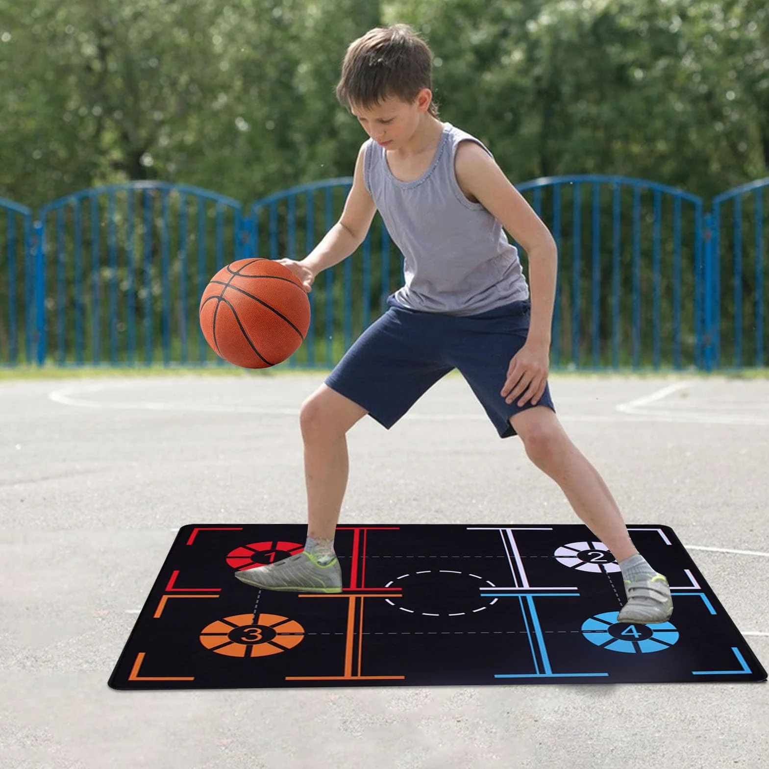 Tappeto Allenamento Pallacanestro 119x85cm Antiscivolo Bambini Interni Esterni