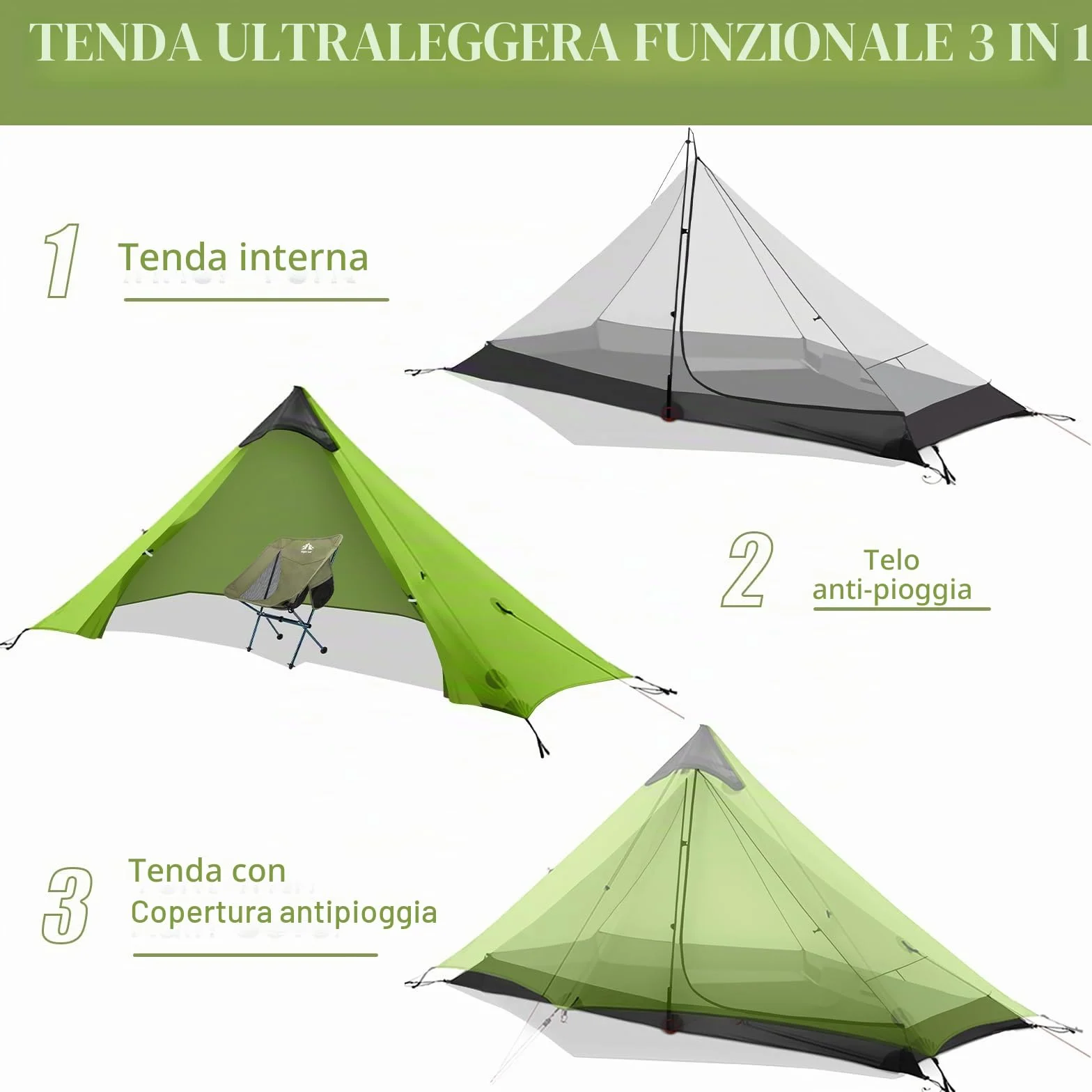 Night Cat Tenda Da Campeggio 1 Posto Ultraleggera Impermeabile Trekking