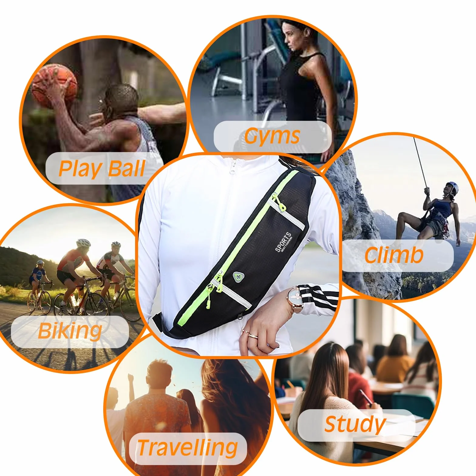 Marsupio Running Impermeabile Sportivo con Borsa a Rete per Borraccia - Fitness Corsa