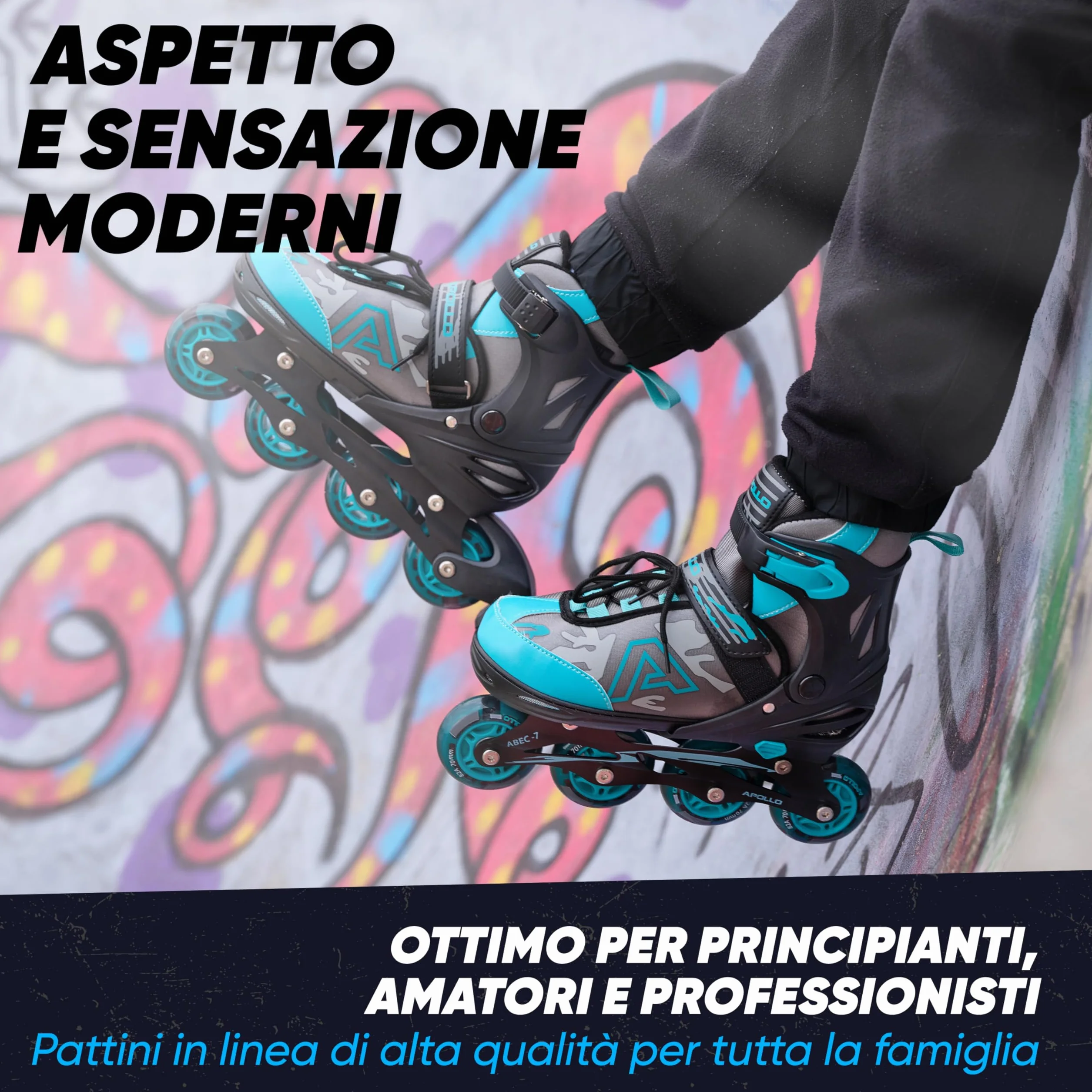 Pattini in linea Apollo Champion regolabili taglia 31-42 per bambini e adulti