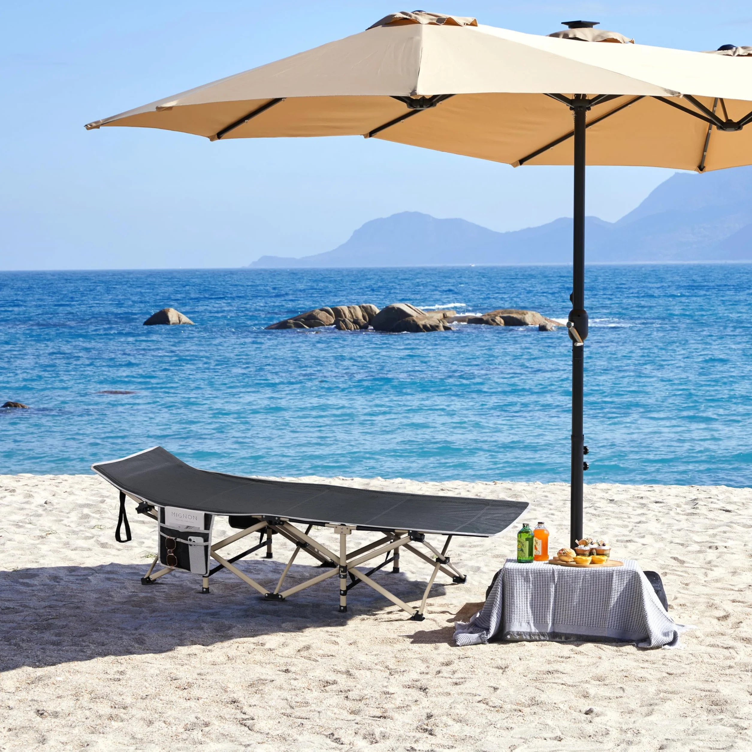 Yaheetech Lettino da Campeggio Pieghevole Portatile 186 x 66 x 52 cm Grigio