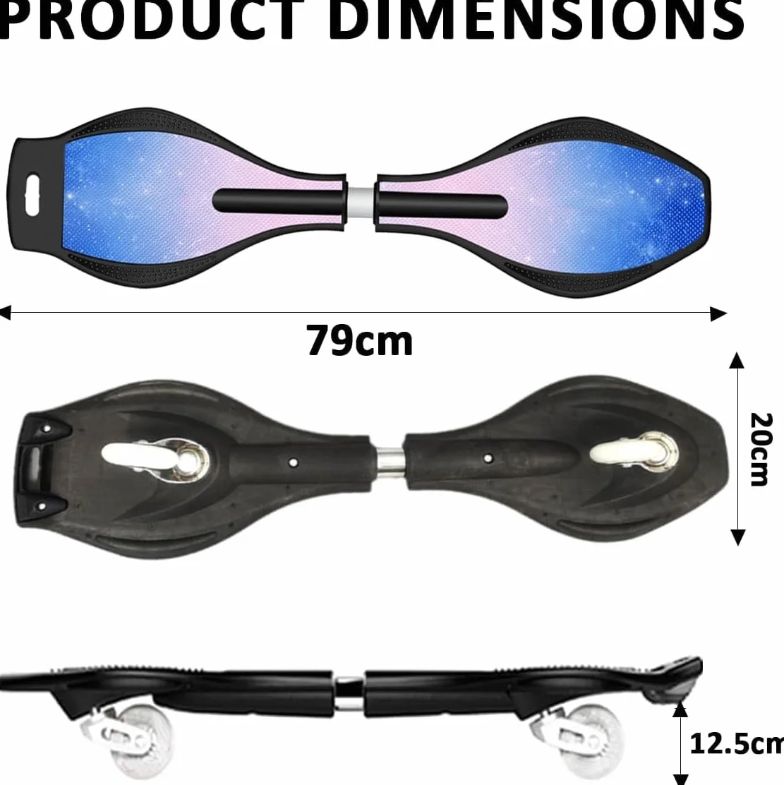 ERNAN Waveboard,Waveboard con LED Ruote,per bambini Street Surfen Caster Torsion Skateboard Double Decks Casterboard for Kids/Teens