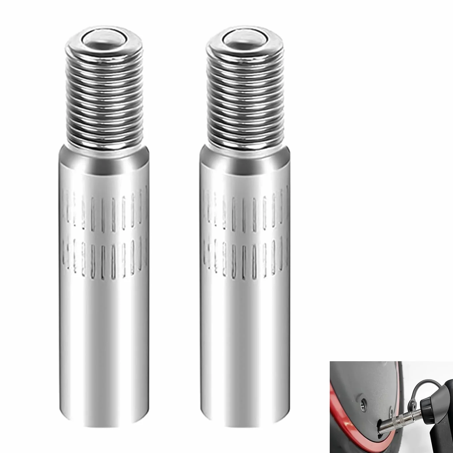 2 Pezzi Prolunga Valvola Monopattino 39mm, Estensione Stelo Valvola Pneumatico, Adattatore Estensione Compatibile con Xiaomi M365, Auto, Camion, Furgone, Roulotte, Tappi in Ottone Nichelato