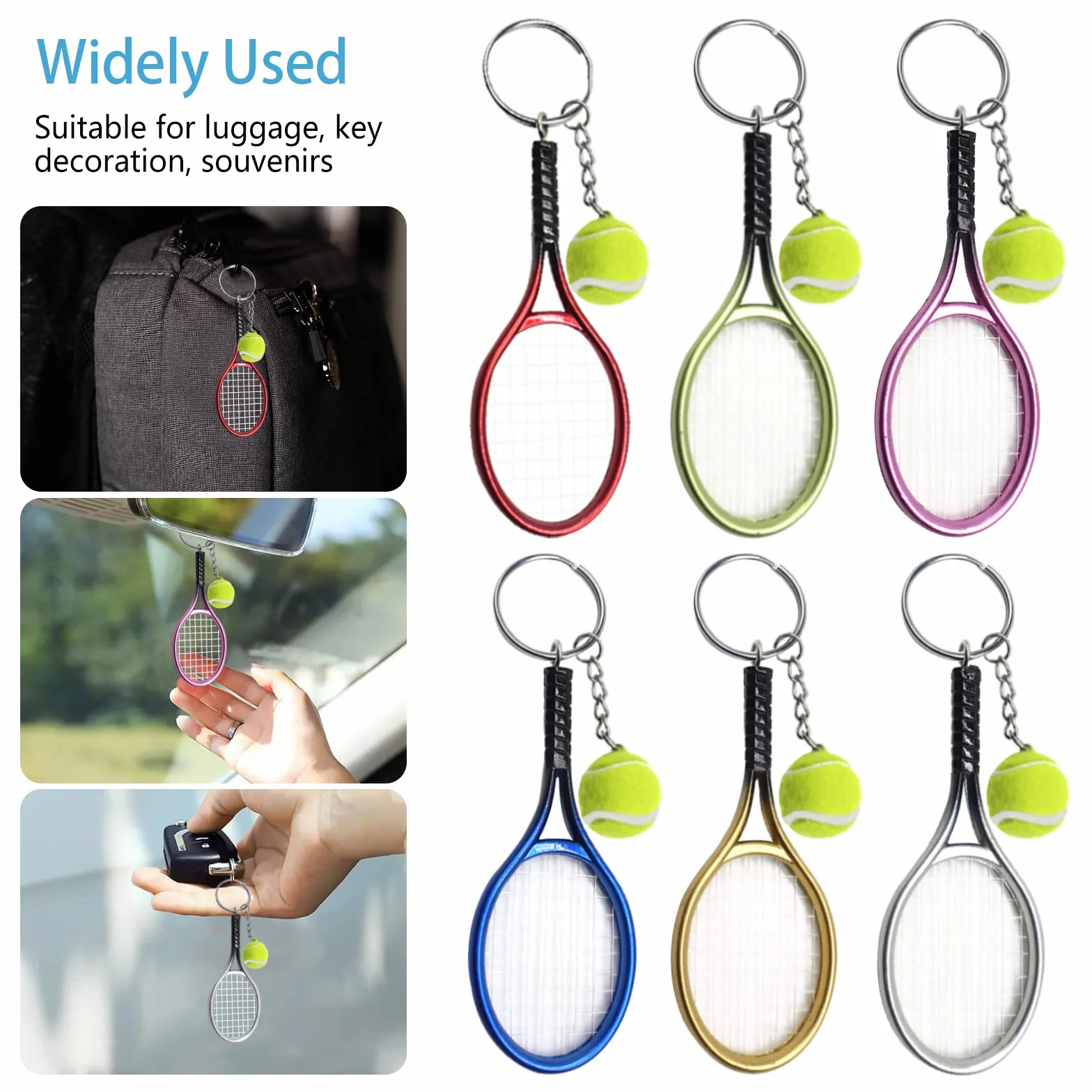 Portachiavi Mini in Metallo Racchetta da Tennis Palla da Tennis Regalo Sport