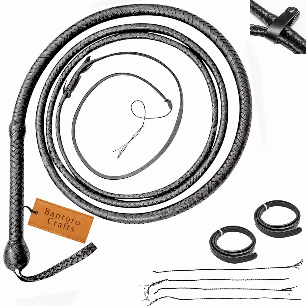 Nero Frusta in Pelle di Canguro Bullwhip16 Trecce Fili Pelle Intrecciata Frusta Che schiocca Forte