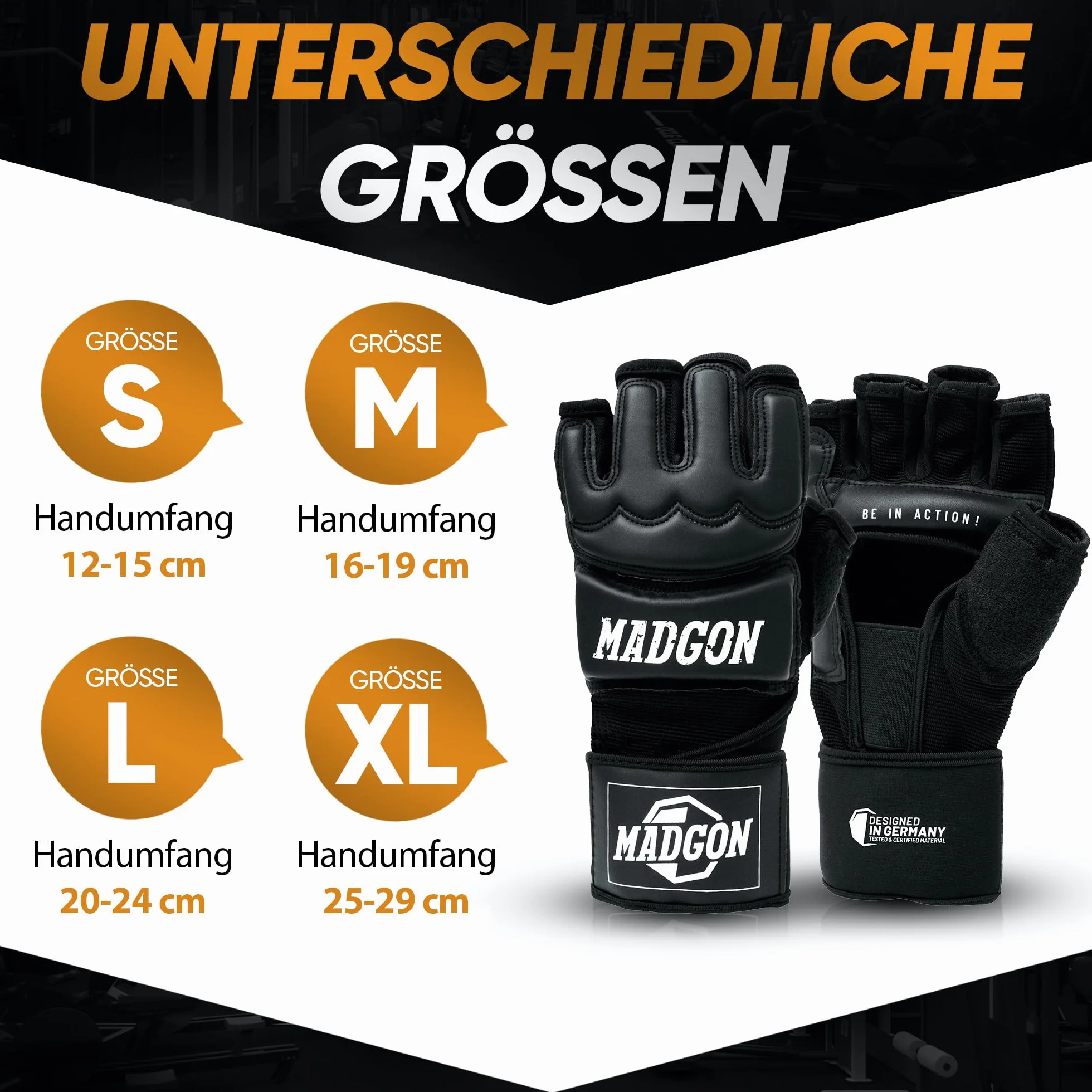 MADGON Guanti MMA Professionali per Boxe, Allenamento con Sacco, Grappling