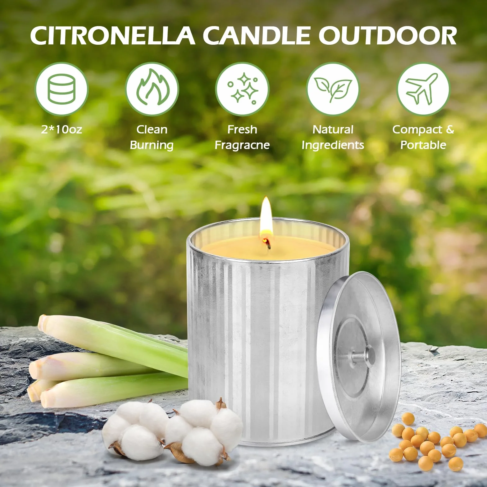 Candela alla citronella per esterni cera di soia olio di limone durata 100-120 ore set giardino campeggio regalo estivo