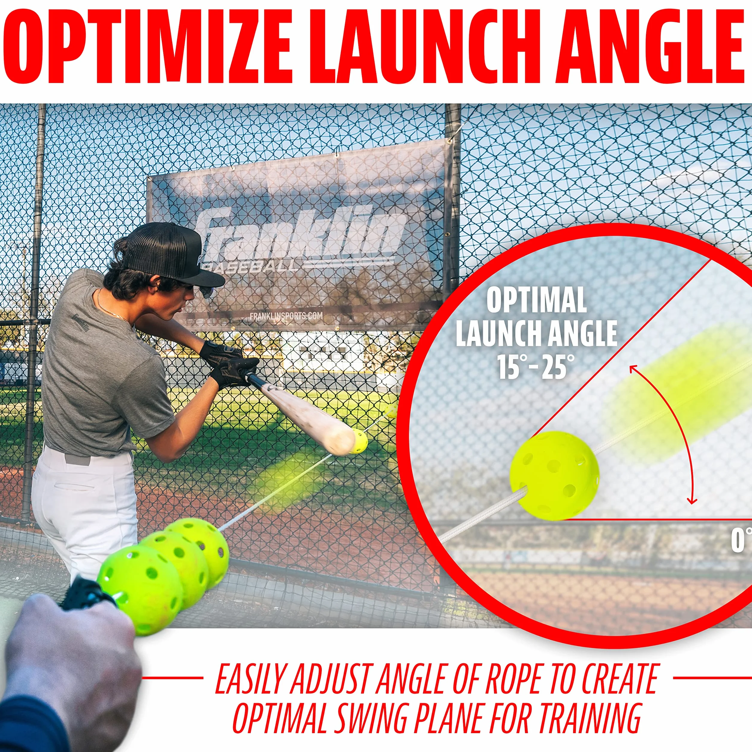 Franklin Sports Launch Line Baseball Hitting Trainer, Aiuto Allenamento Unisex-Adolescente, Bianco/Giallo