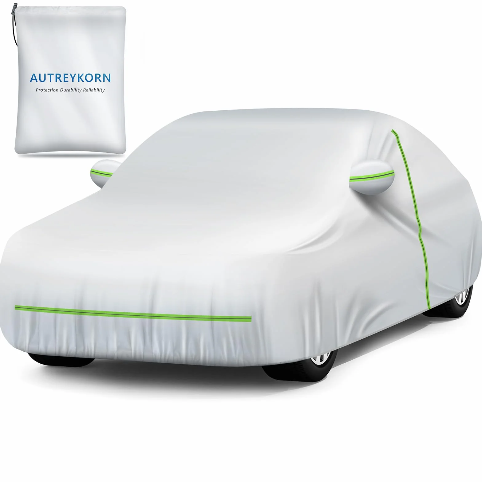 Telo Copriauto Impermeabile Anti UV Anti Vento e Antipolvere con Zip Laterale, Telo per Auto 460x185x160 cm Argento per Mid-size Car (Segmento D)