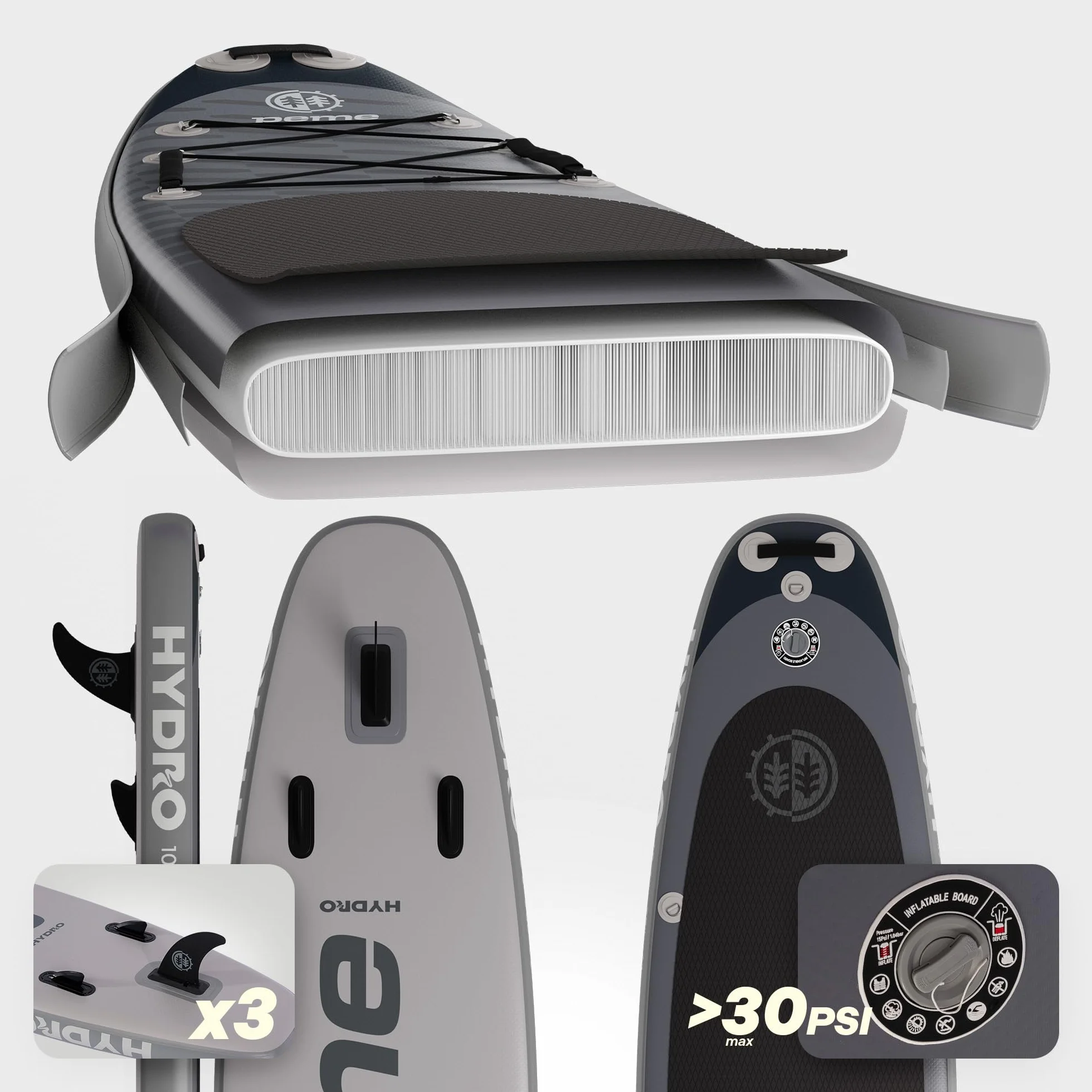 HYDRO peme Tavola Sup Gonfiabile Adulti Stand Up Paddle Board 18PSI 320-350 cm 150/166 kg