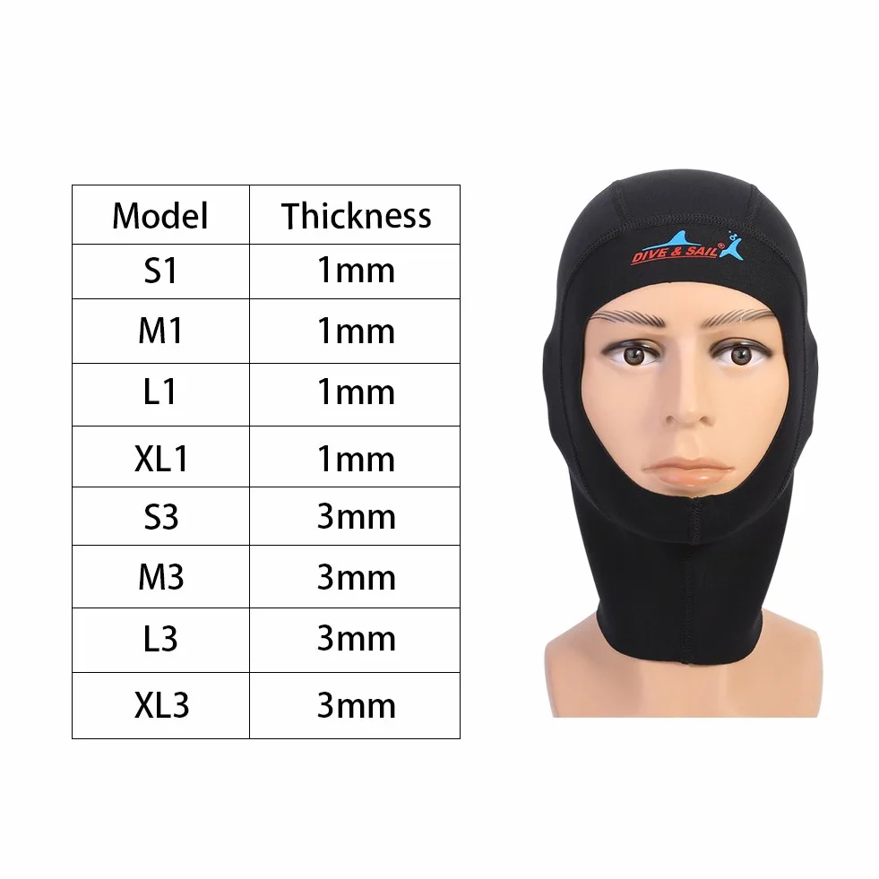 Alomejor Cappuccio da Sub 1mm 3mm Neoprene per Snorkeling Kayak Sport Acquatici