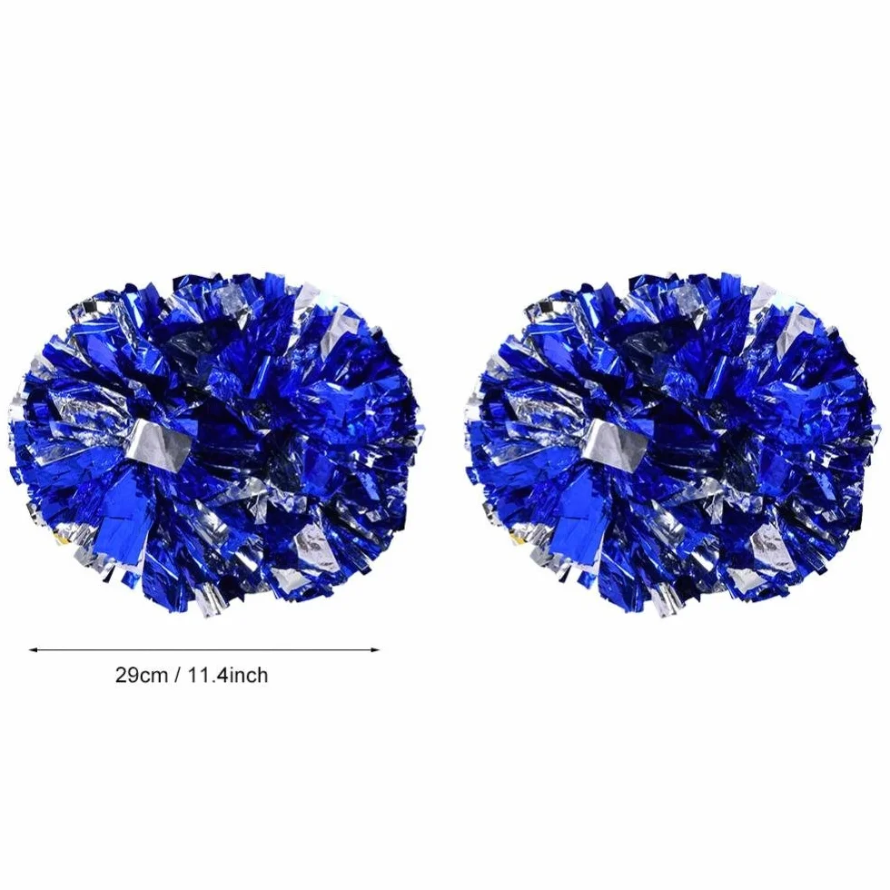 Dilwe Cheerleader Pom Poms 8 Colori Plastica Mano Fiore Palla per Sport Scuola Competizione Argento Blu
