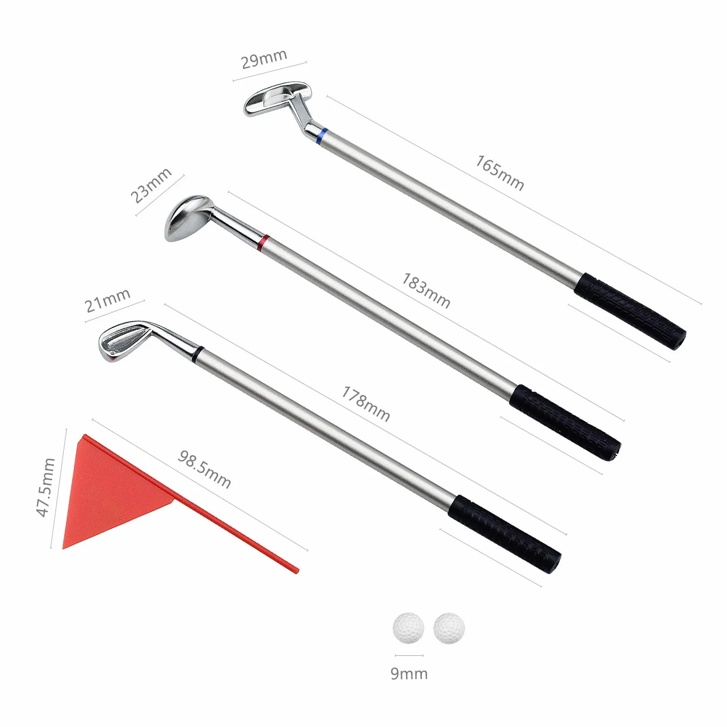 Demason Penne per Mazze da Golf, Set di Modelli da Golf, 3 Bastoncini, Bandierina, 2 Palline