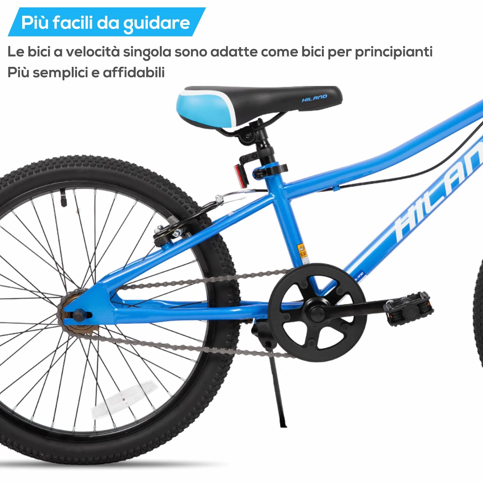 HILAND Mountain Bike 20 Pollici Bambini Ragazzi Ragazze Bicicletta Singola Velocità Doppi Freni a Mano Cavalletto