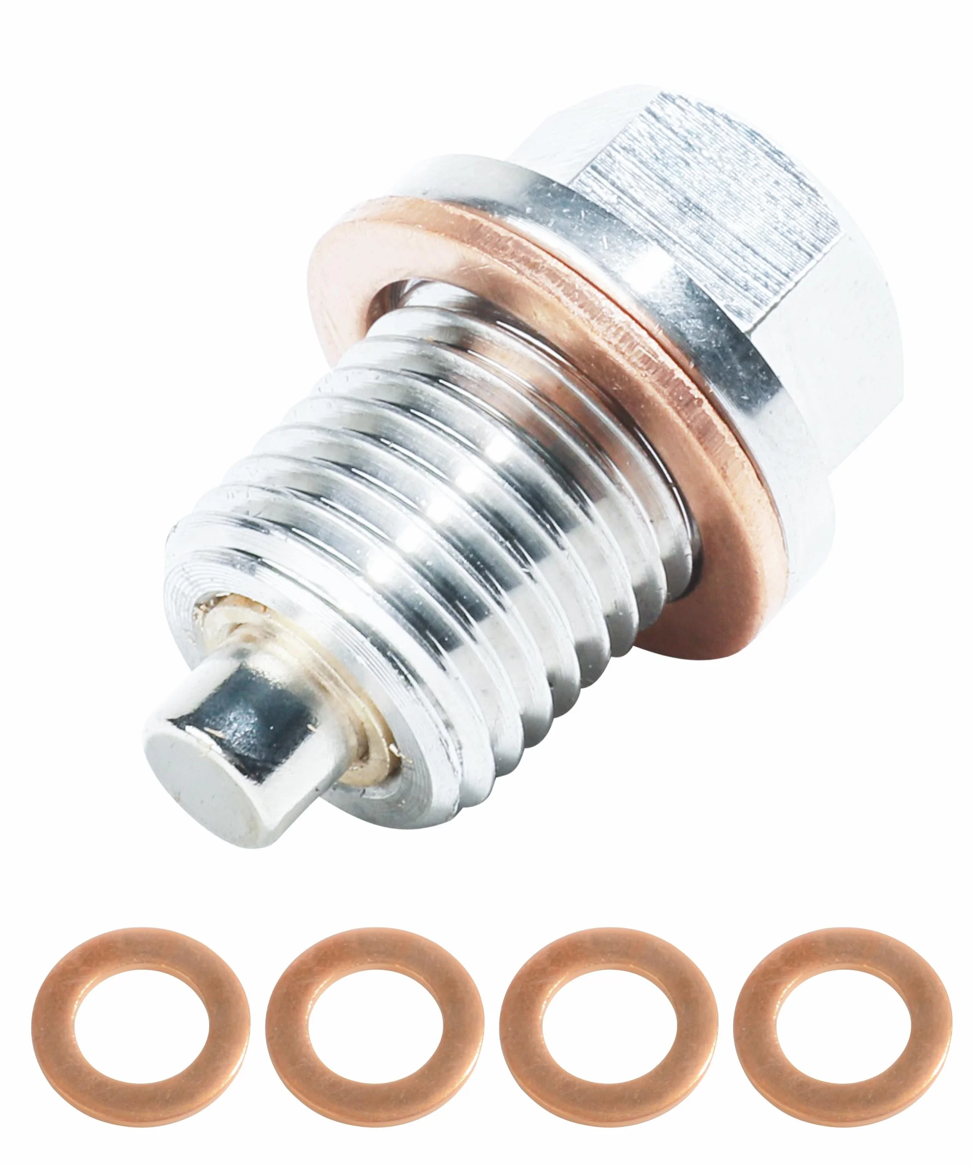Flaconi M14x1.5 Tappo Di Scarico Dell'olio Magnetico per Auto,Tappo Olio Motore,Guarnizione Magnetica per Vasca Dell'olio,Bullone Tappo Coppa Olio con Rondella Rame,Universale per Auto(M14x1.5)