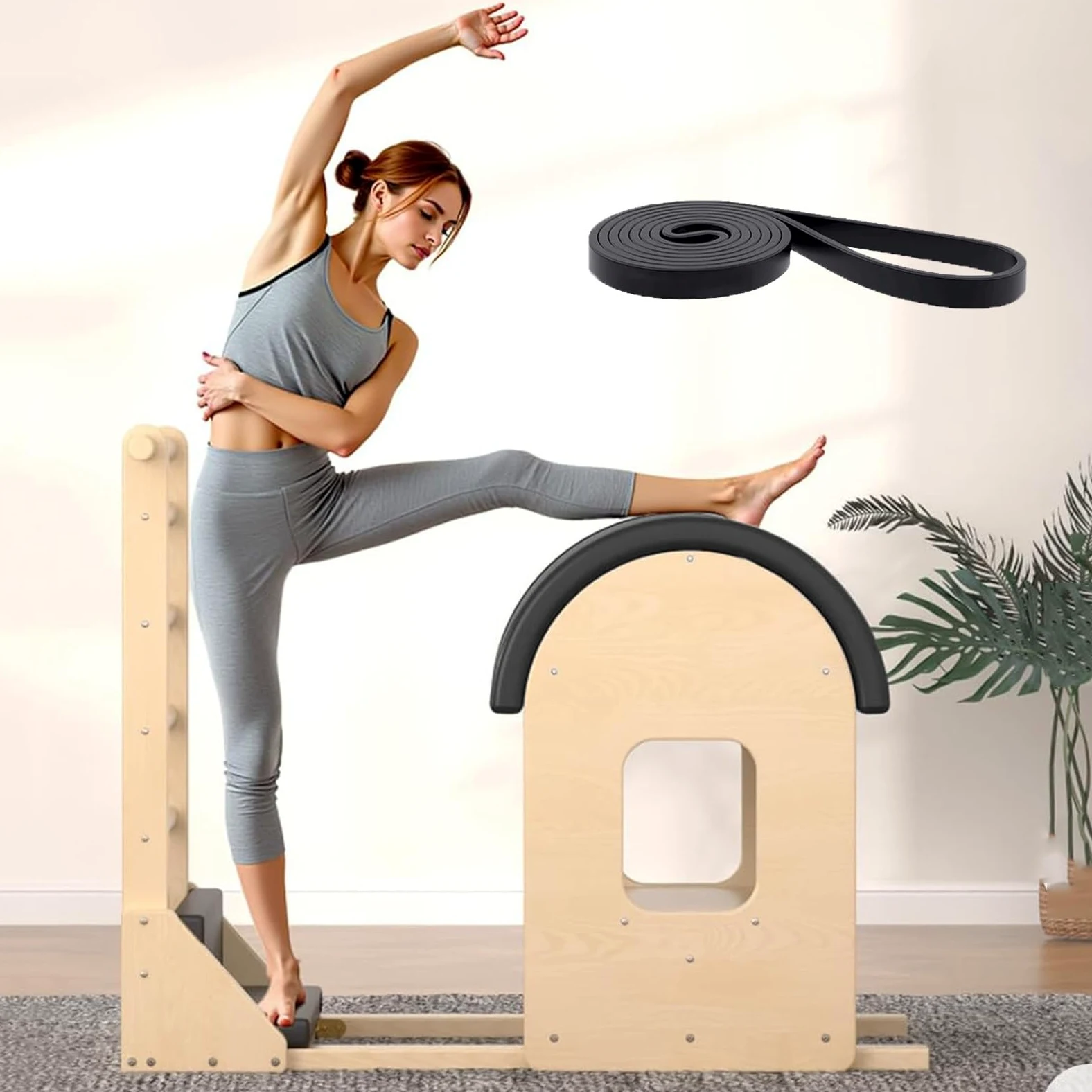 Pilates Ladder Barrel, Correttore Per La Colonna Vertebrale In Legno, Attrezzo Pilates Per L'Allenamento A Casa, Arco Per Esercizi A Scala Per Equilibrio, Rafforzamento Del Core E Stretching Black