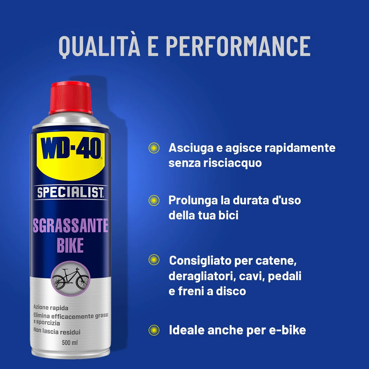 WD-40 Sgrassante Bike Spray 500ml - Rimuove grasso e sporco per catena bici e deragliatori