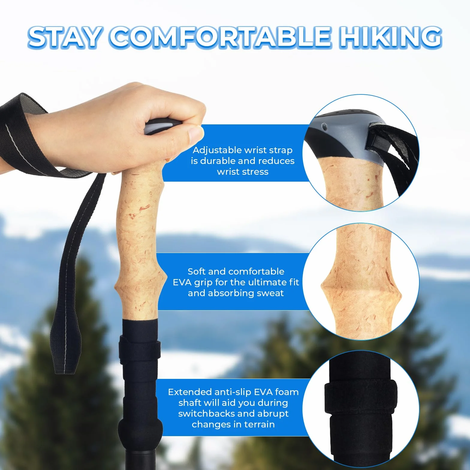 Overmont Bastoni da trekking pieghevoli in alluminio 105-125 cm 1 paio per tutto il terrain