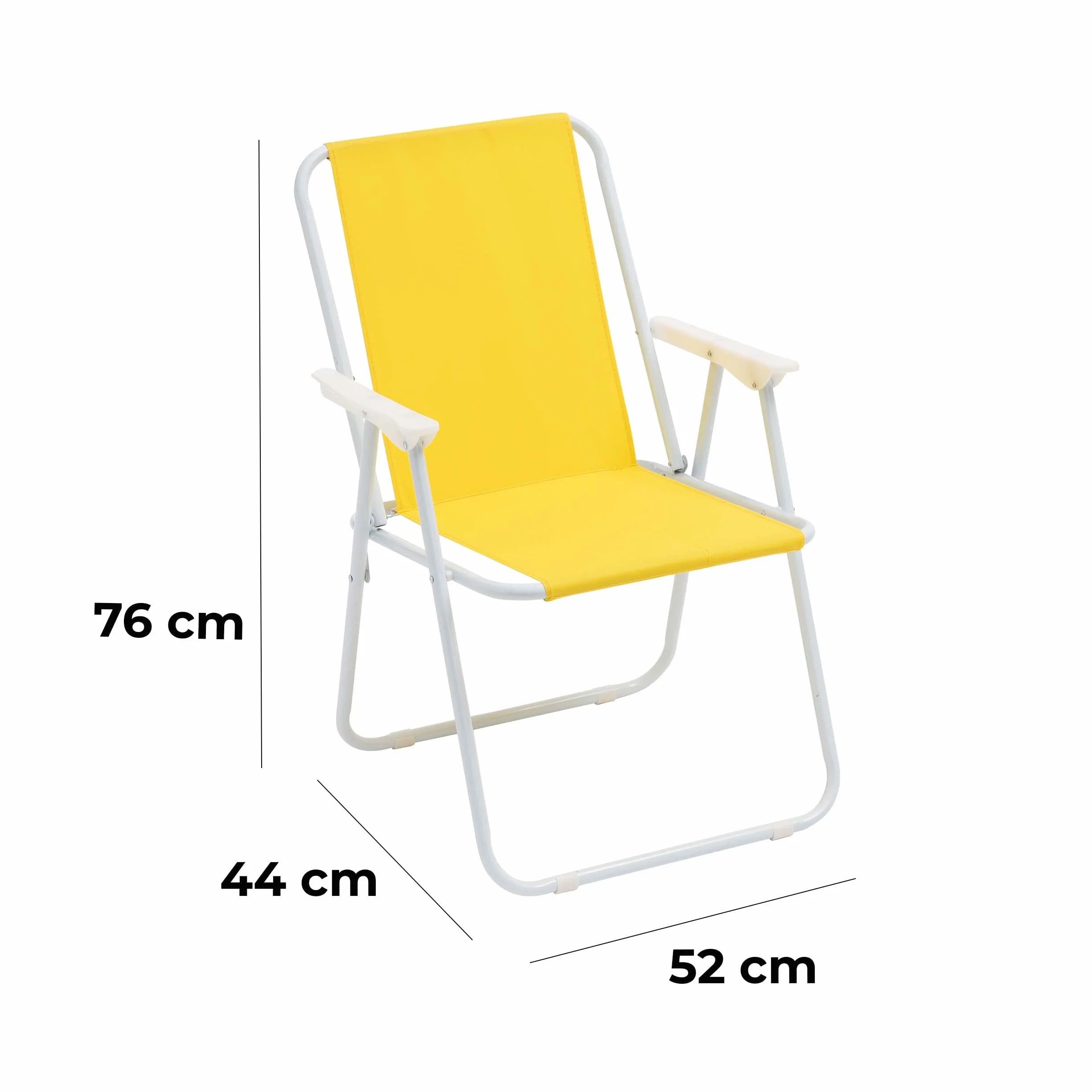 Baroni Home Sedia Pieghevole da Mare Spiaggia Campeggio in Tela con Braccioli Colorata 52x44x76 cm Set 2 Gialla