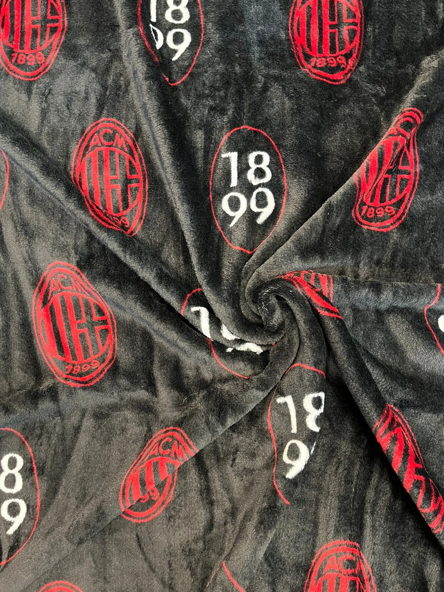 AC Milan Coperta Morbida Plaid Logo Stampato 150x210 Nero e Rosso Prodotto Ufficiale