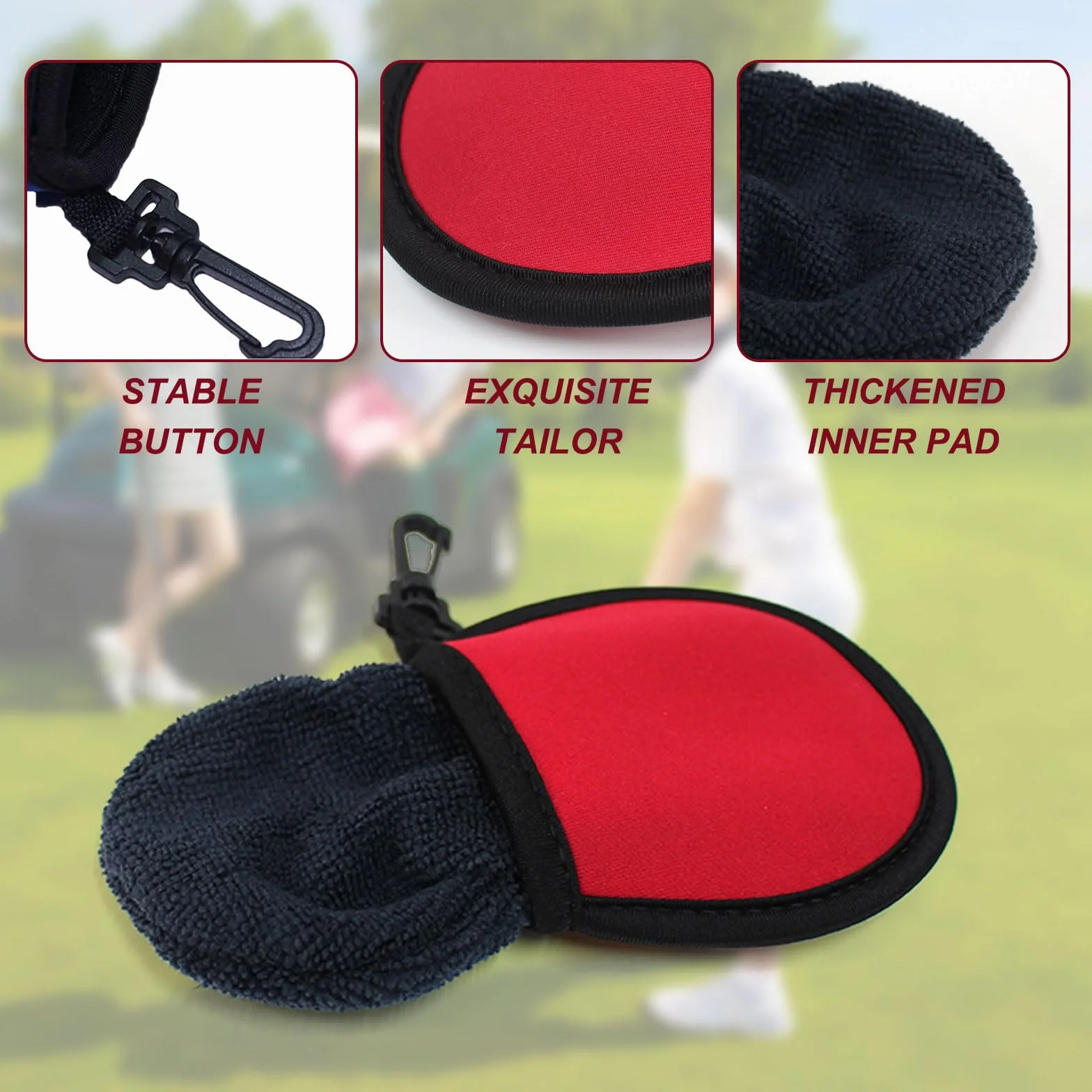 FUIPVGI 6 sacchetti pulizia palline golf con clip appendiabiti borsa riporre palline