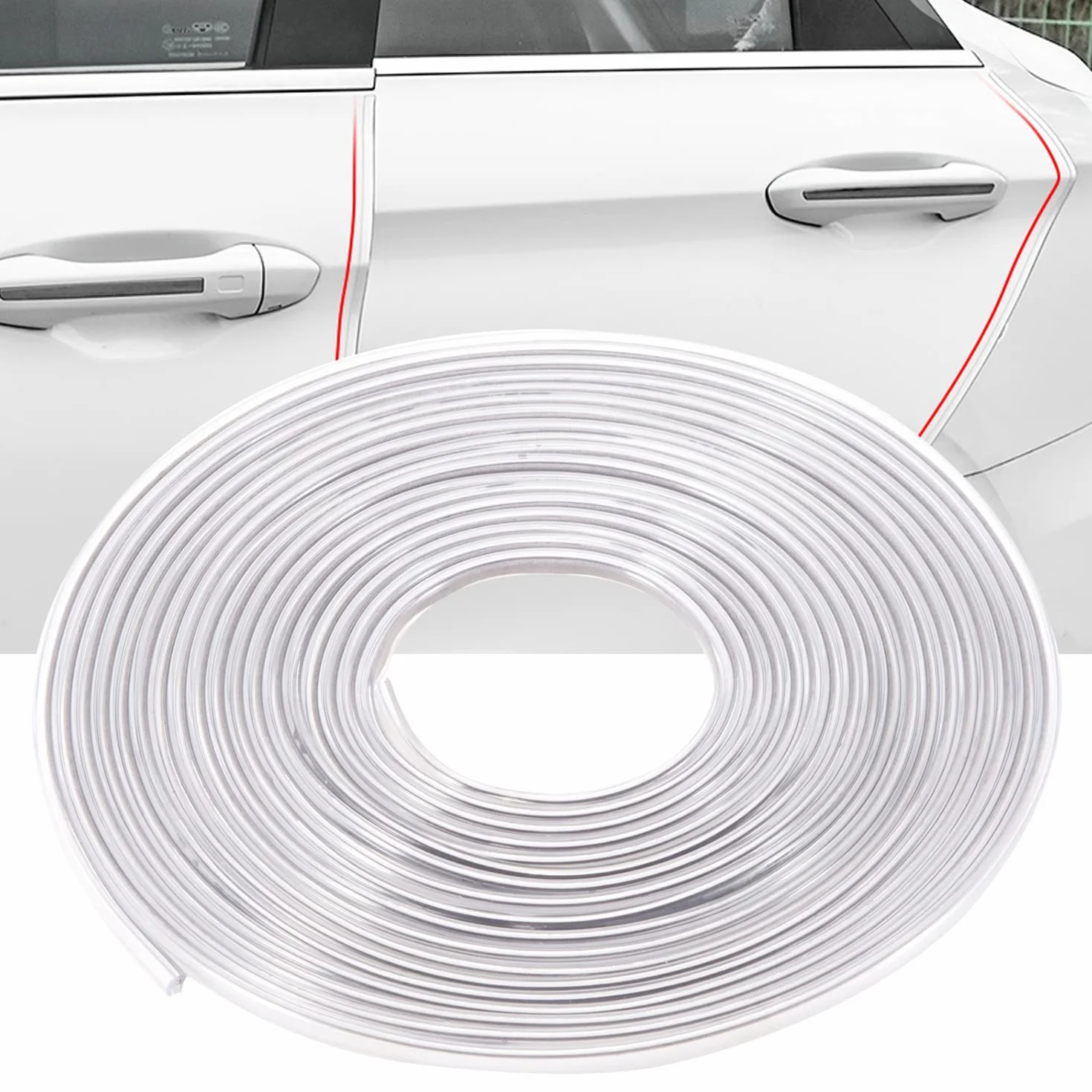 Protezione trasparente per portiera dell'auto, guarnizione per portiera dell'auto, con accessori a forma di U, guarnizione interna, protezione per bordi della porta(5M)