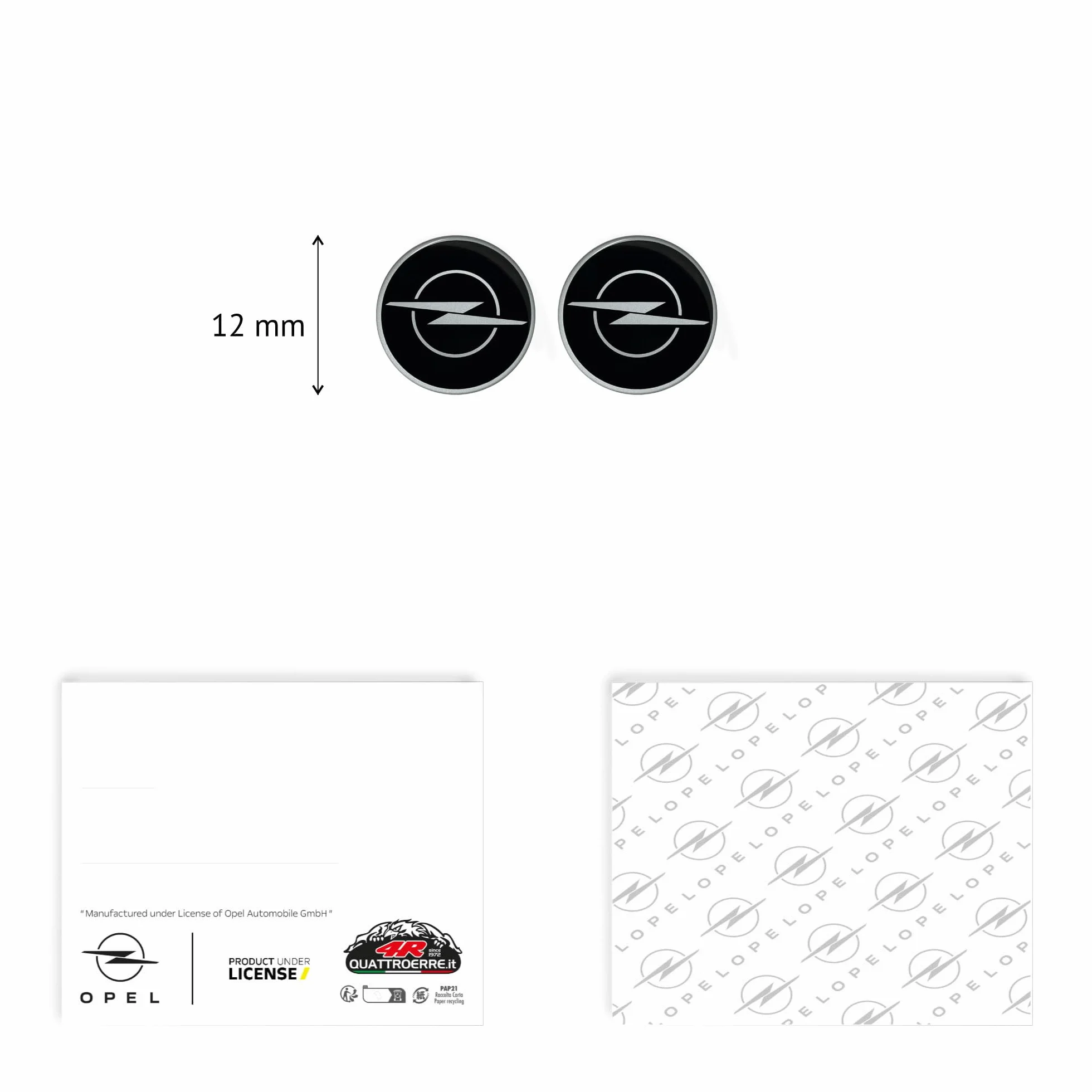 Stemma Adesivo 3D Compatibile con Opel Licenza Nero 12 mm