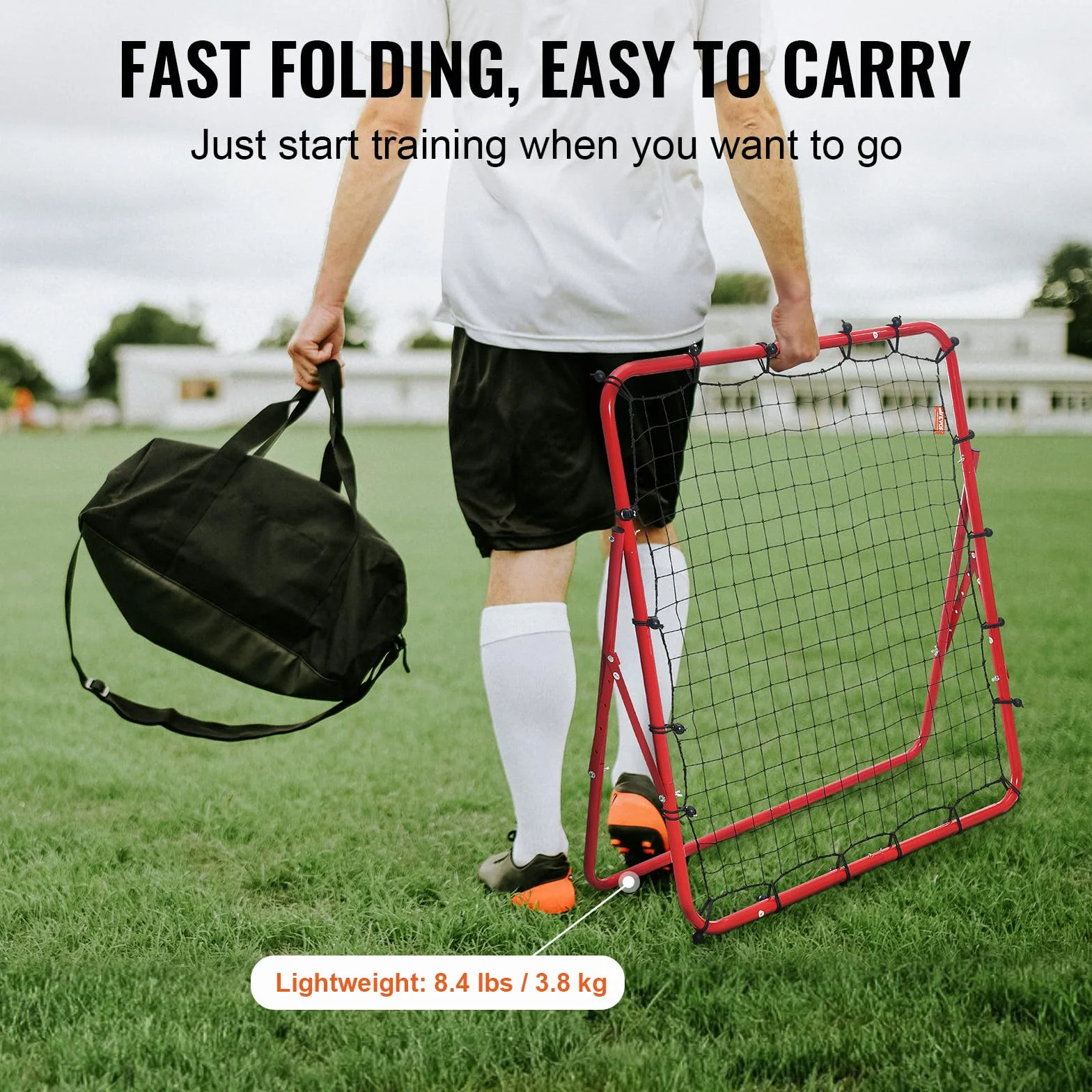 VEVOR Rete da Calcio Rimbalzo Pop Up 1x1m Portatile Pieghevole per Allenamento Giardino
