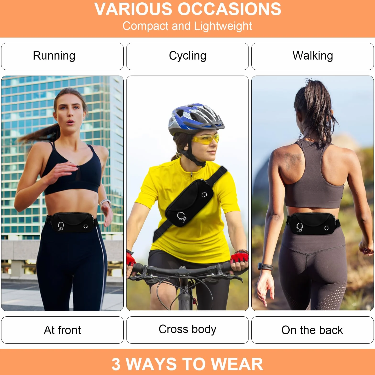 Marsupio Running Impermeabile Uomo Donna per Escursioni Fitness