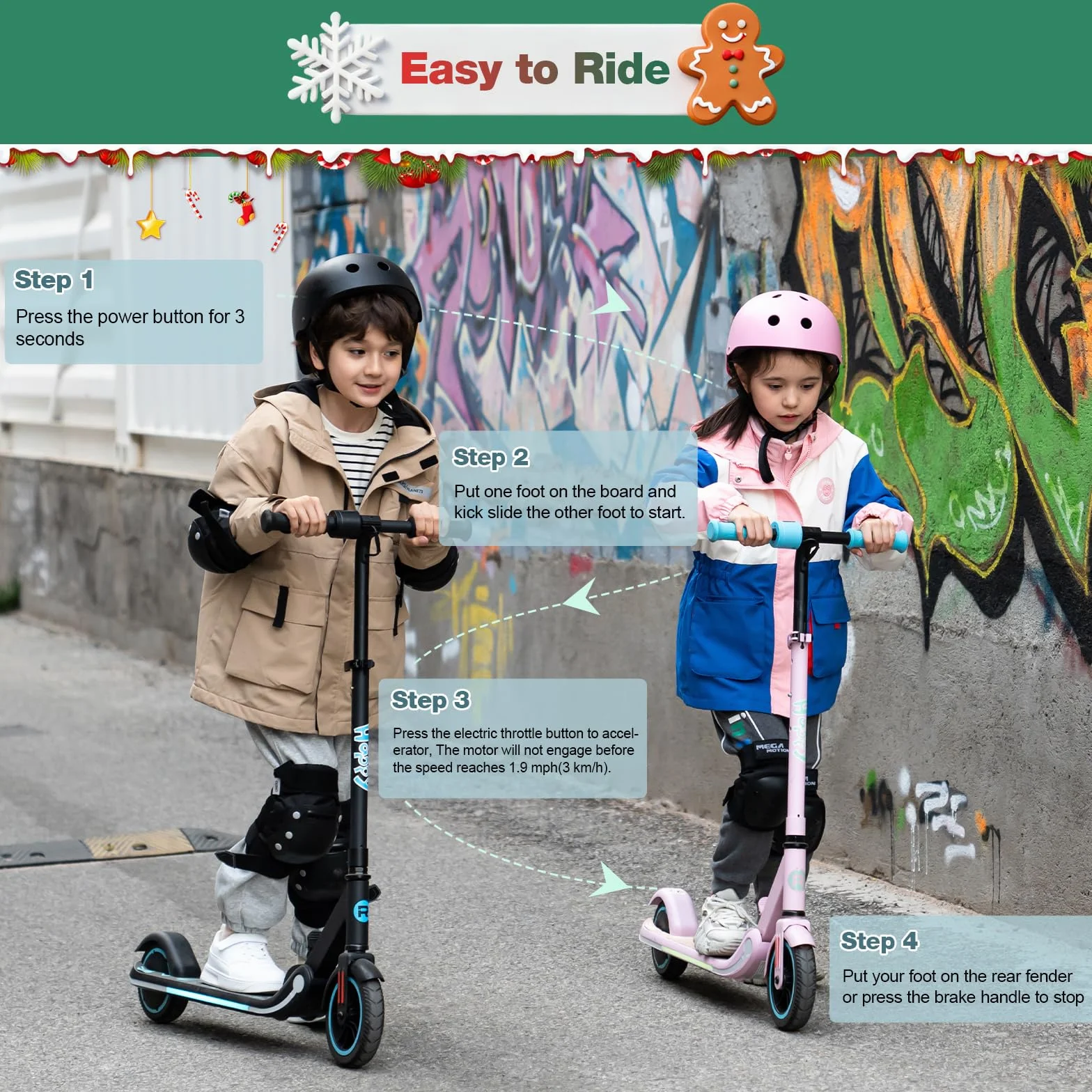 Monopattino Elettrico per Bambini 6-12 Anni, Motore 150W, 16 Km/h, Pieghevole, LED, Regolabile