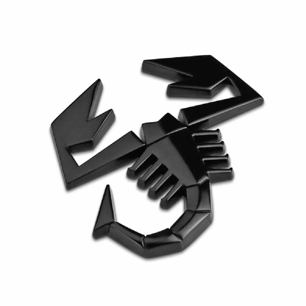 1 Stemma Logo Emblema Adesivo Scorpione Compatibile per Abarth 500 595 695 124 Fiat Grande Punto Bravo Stilo 3D in Metallo Massiccio Nero Posteriore Laterale
