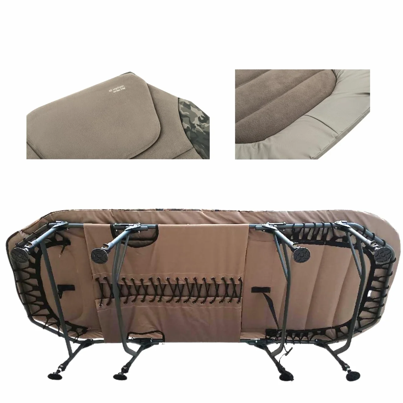 MK-Angelsport Lettino da pesca, 150 kg, XXL a 8 gambe, Fort Knox FlatSize X-Pro Camo Bedchair
