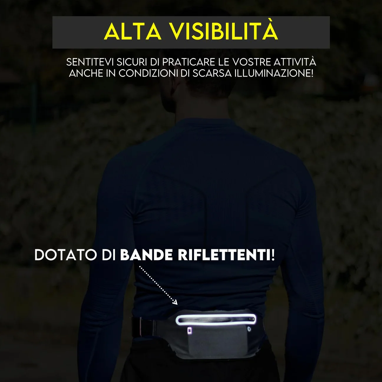 FLUO Marsupio Corsa Uomo Donna Porta Cellulare Cintura Running Riflettente Sport