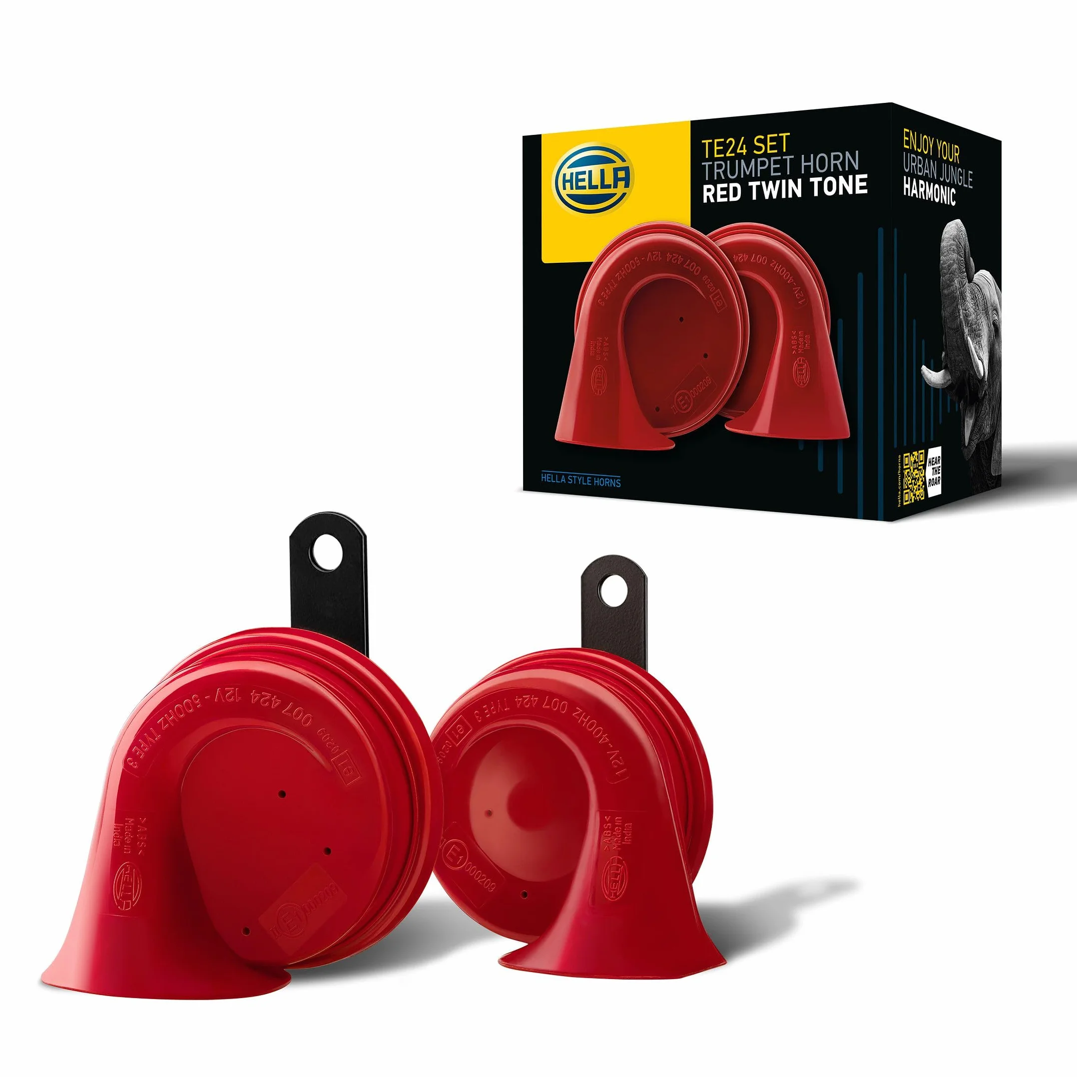 HELLA Tromba,STYLE HORN TE24 SET,12V,110dB(A),Gamma frequenze da,400Hz,Gamma frequenze fino a,500Hz,Tono basso/Tono alto,elettrico,Attacco pia,3FH 007 424-811
