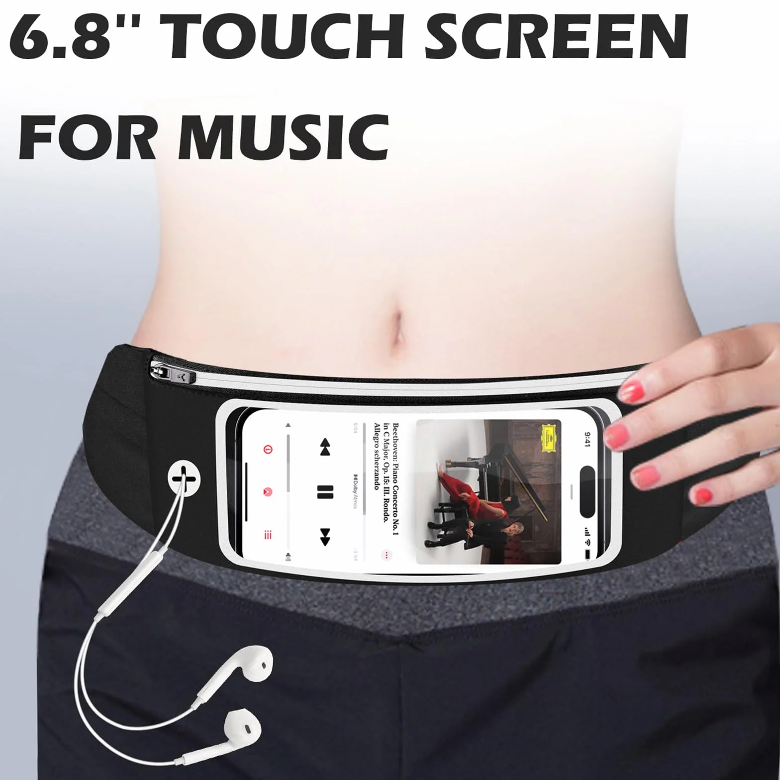 Marsupio Running Uomo Donna Porta Cellulare Cintura da Corsa Impermeabile Touchscreen 81-109cm