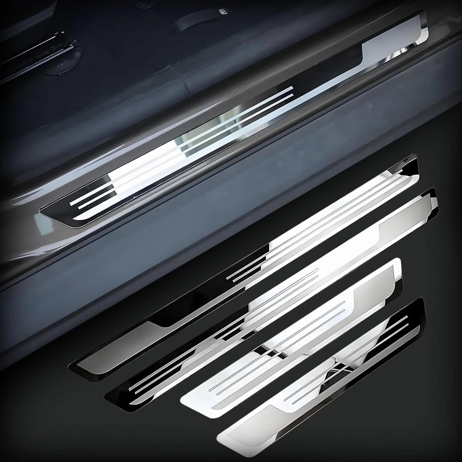 4 Pezzi Acciaio Inossidabile Auto Battitacco Soglia Porta per Mercedes-Benz GLA H247 2020-,Plates Anti Graffio Scuff Adesivi Decorativi Accessori