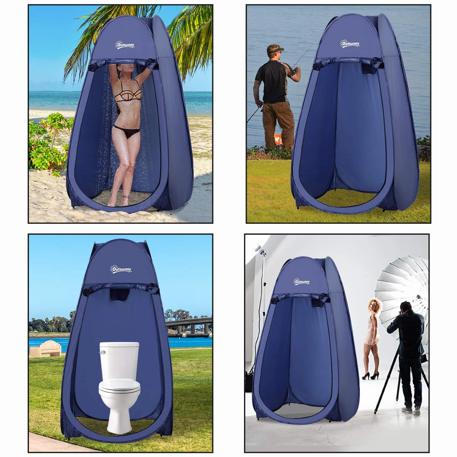 Outsunny Tenda da Doccia Pop Up Impermeabile 100x100x185 cm