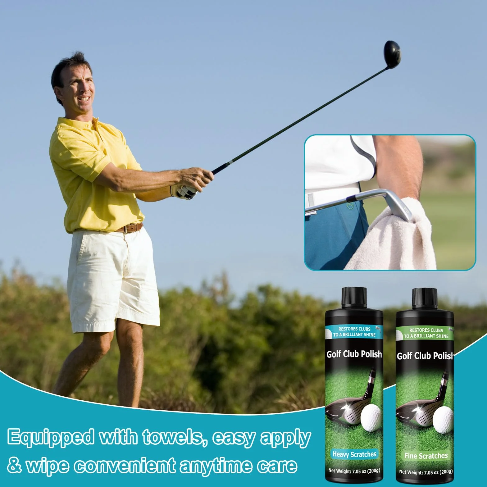 Kit lucidatura mazze golf 400 ml rimuove graffi metallo zinco alluminio acciaio