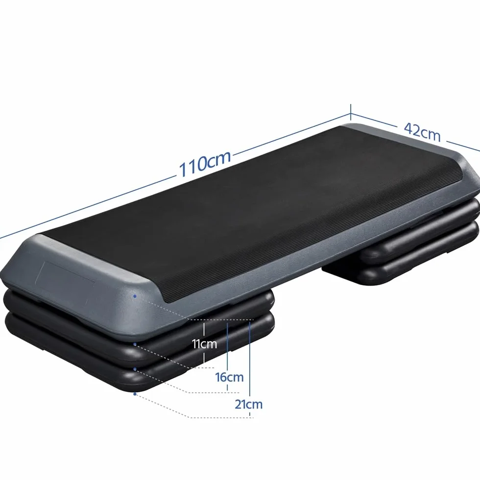 Yaheetech Step da Aerobica Piattaforma Step con 3 Altezze Regolabili 109,5 x 42 cm Grigio