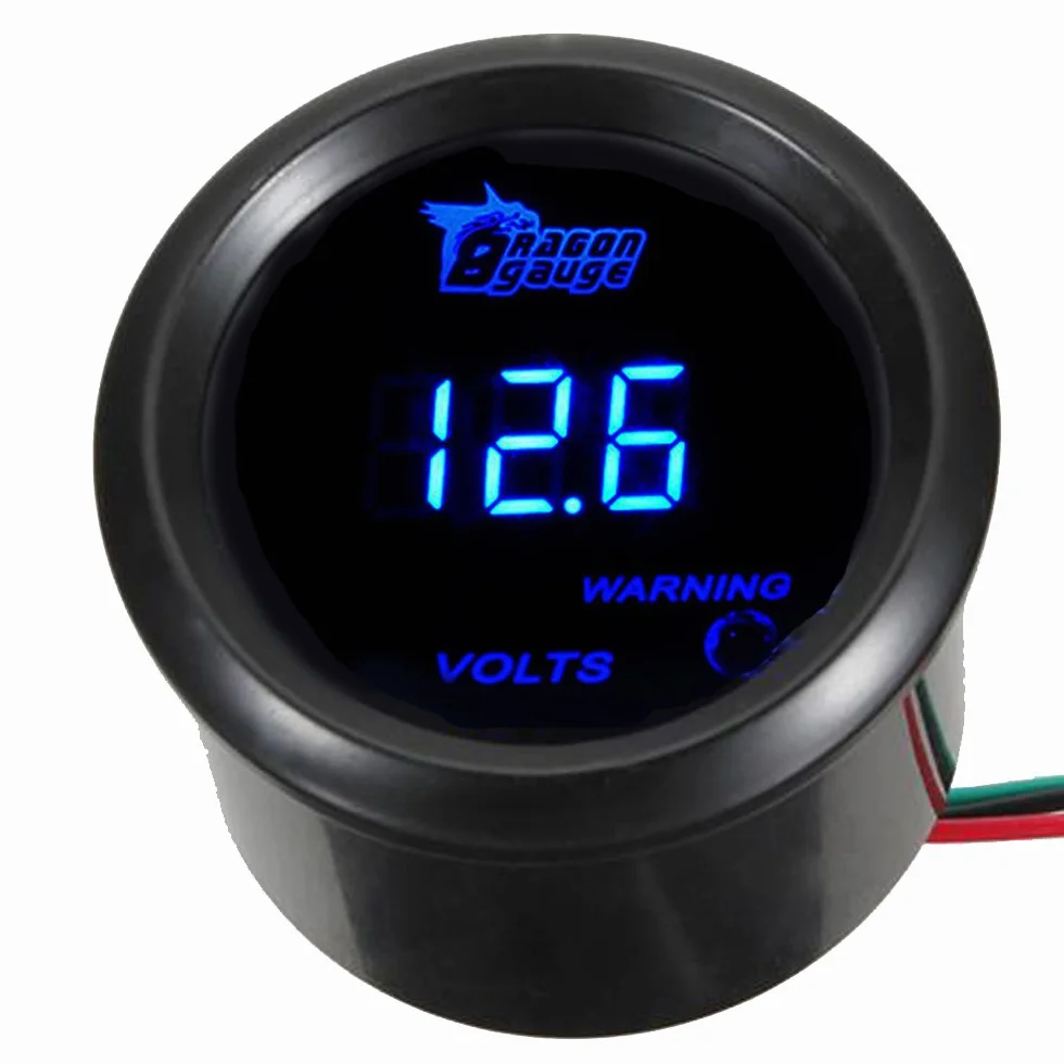 12V Auto 2" 52mm Universale Digitale LED Blu Leggero Manometro Tensione Volt Indicatore Calibro di Auto Motore Misuratore Meter