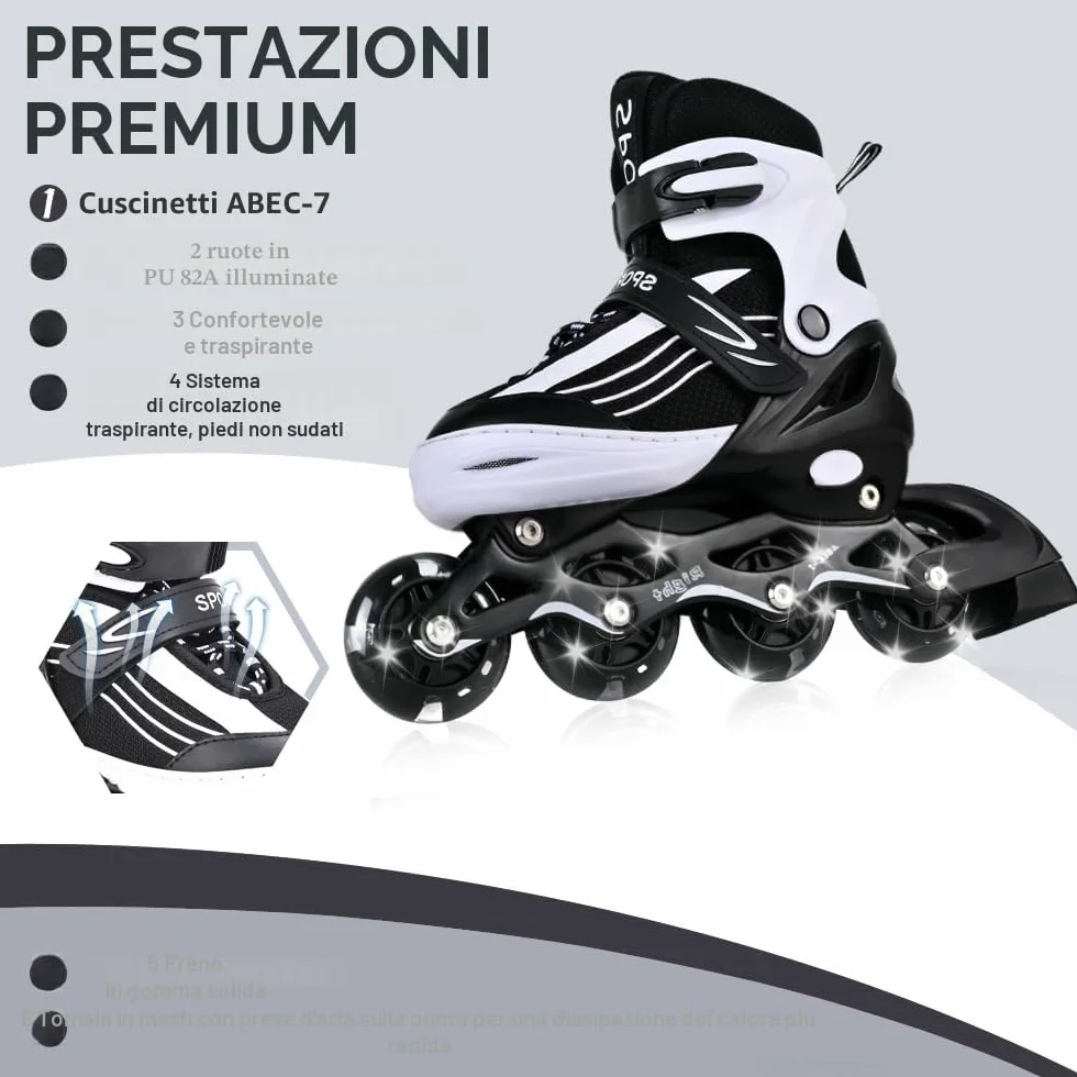Pattini in linea per bambini, regolabili, per bambini, adulti, ragazze e ragazzi, pattini in linea, per interni ed esterni, Sakura rosa