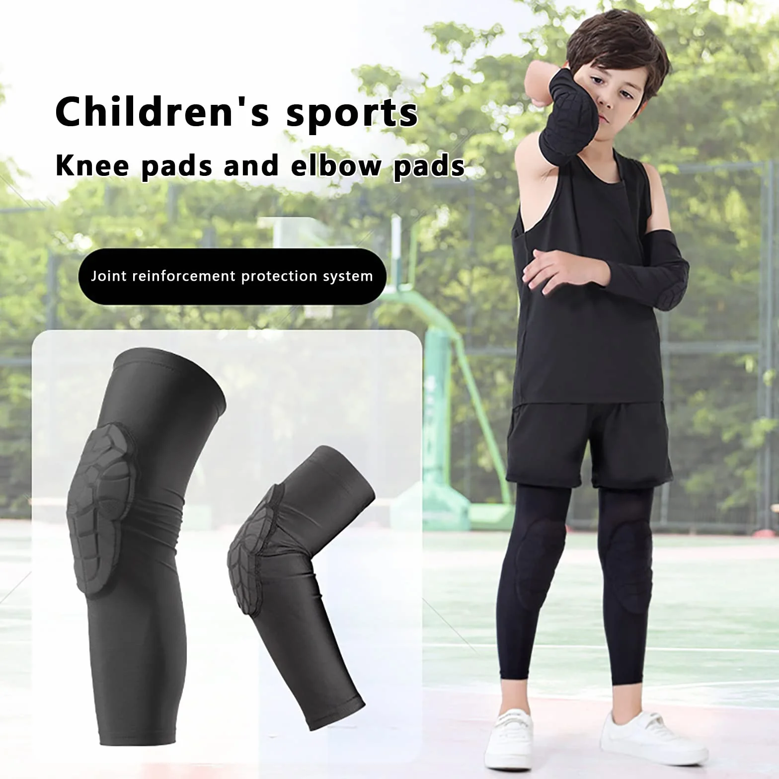 Ginocchiere da Basket per Bambini, Anticollisione per Gambe, Protezione per Gomiti e Coscia