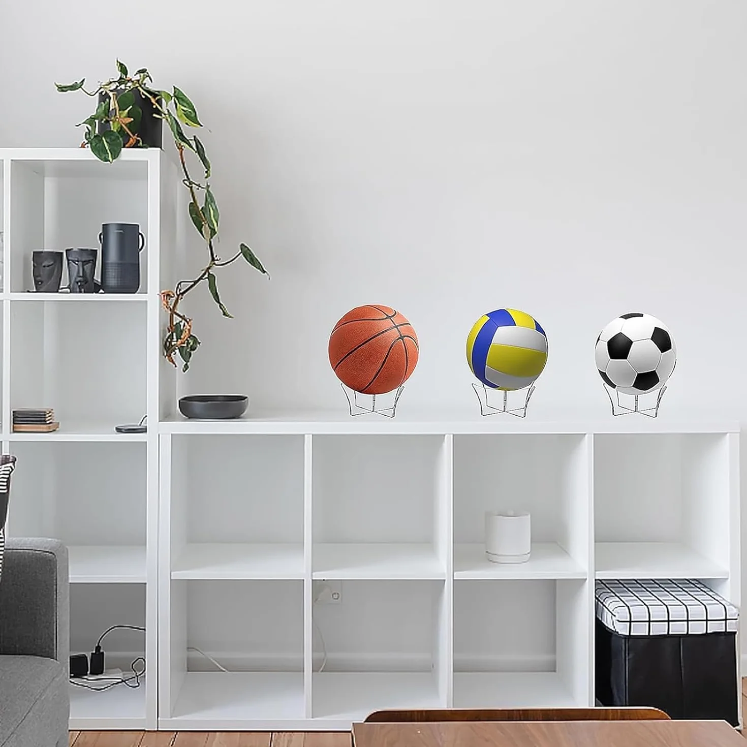 Porta Palloni Espositore per Pallone da Calcio Supporto da Palla Base Piede Sedile 2 Pezzi