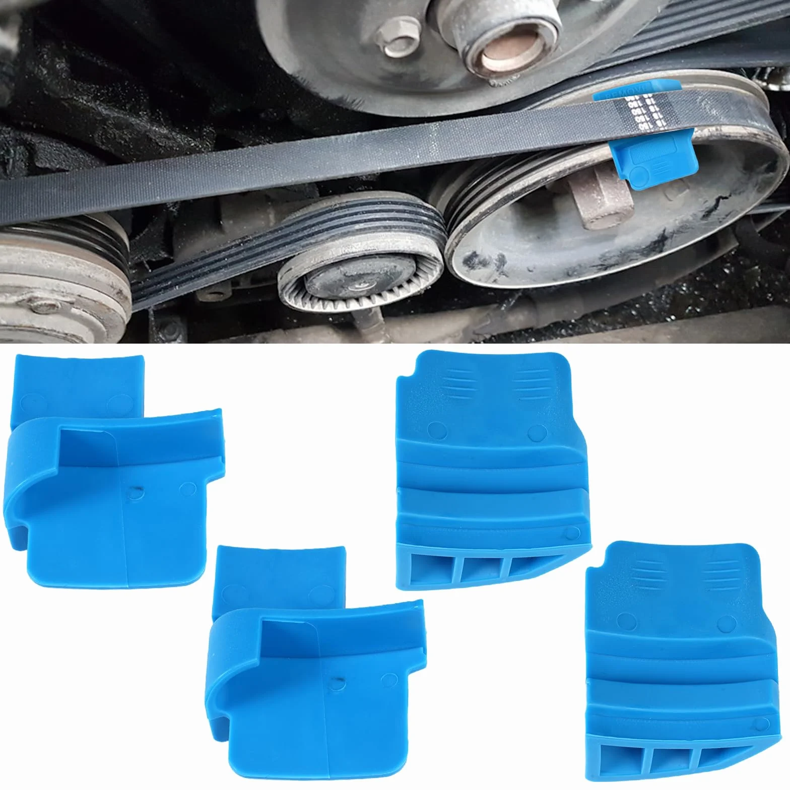 4 Pezzi Strumento di Montaggio e Smontaggio Cinghie Elastiche, Forma di V Strumento di Montaggio Cinghie Elastiche per Auto, Attrezzo per Cinghia Elastica, Adatta per Veicoli, Camion e Furgoni