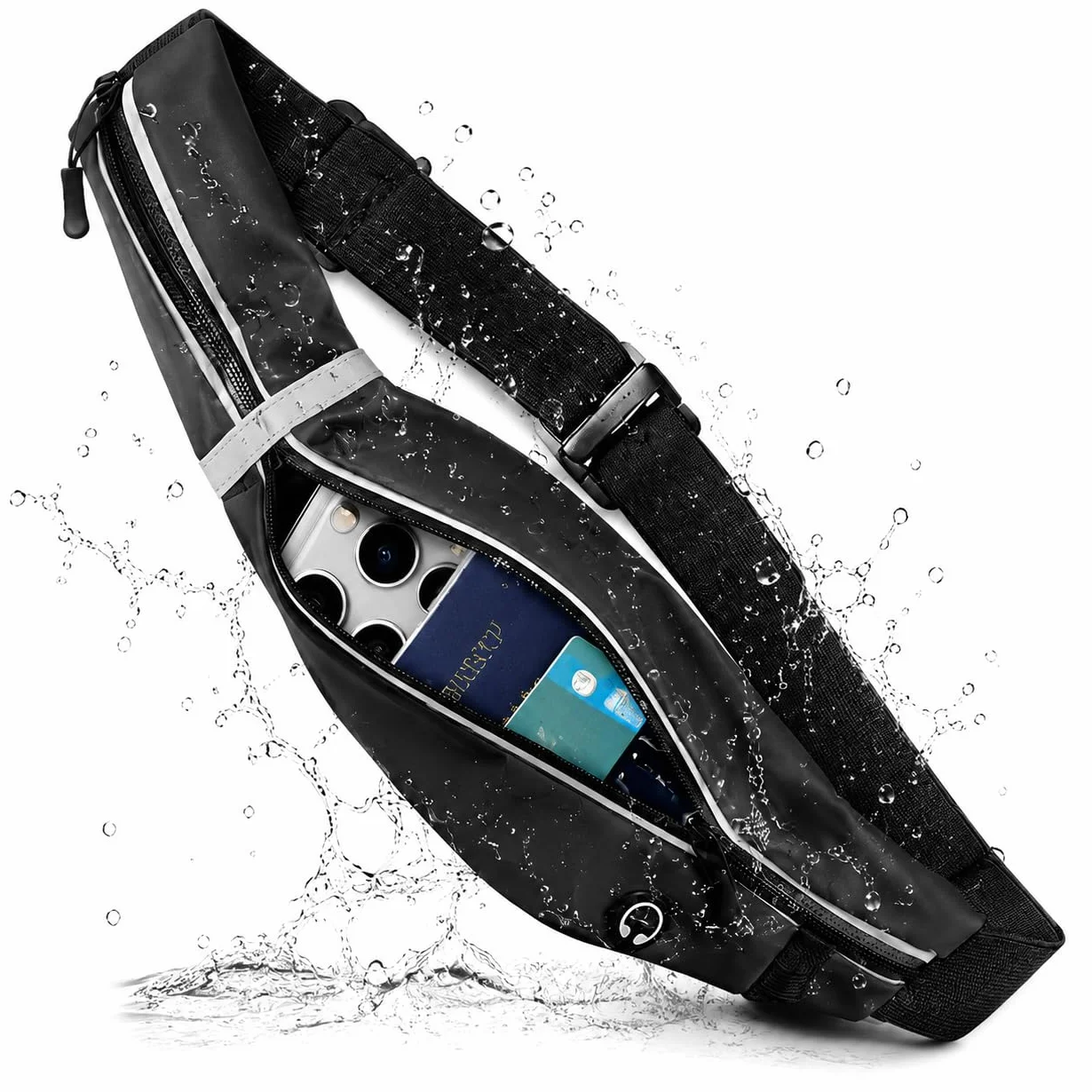 Marsupio Uomo Sportivo Running Cintura da Corsa Regolabile Impermeabile per Telefono Escursioni Fitness Viaggi